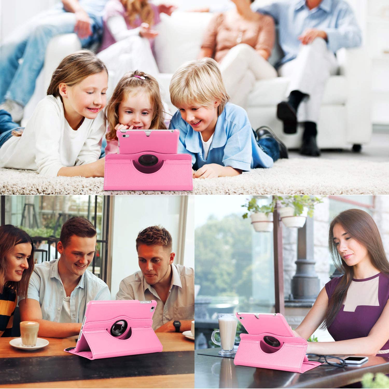 Soft Light Pink Leather Smart Rotating Case for iPad Mini 4 / 5 - 360 Degree Rotating Stand Case Cover with Auto Sleep/Wake Feature for iPad Mini 4/5