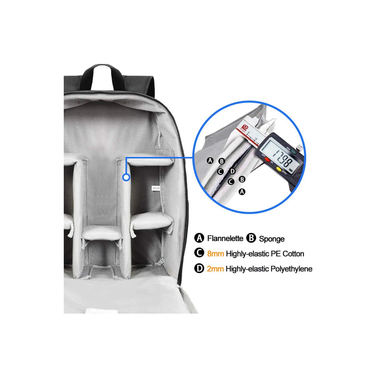 Sac à dos étanche professionnel pour appareil reflex/reflex compatible avec objectifs Nikon de Sony trépied et accessoires - Noir