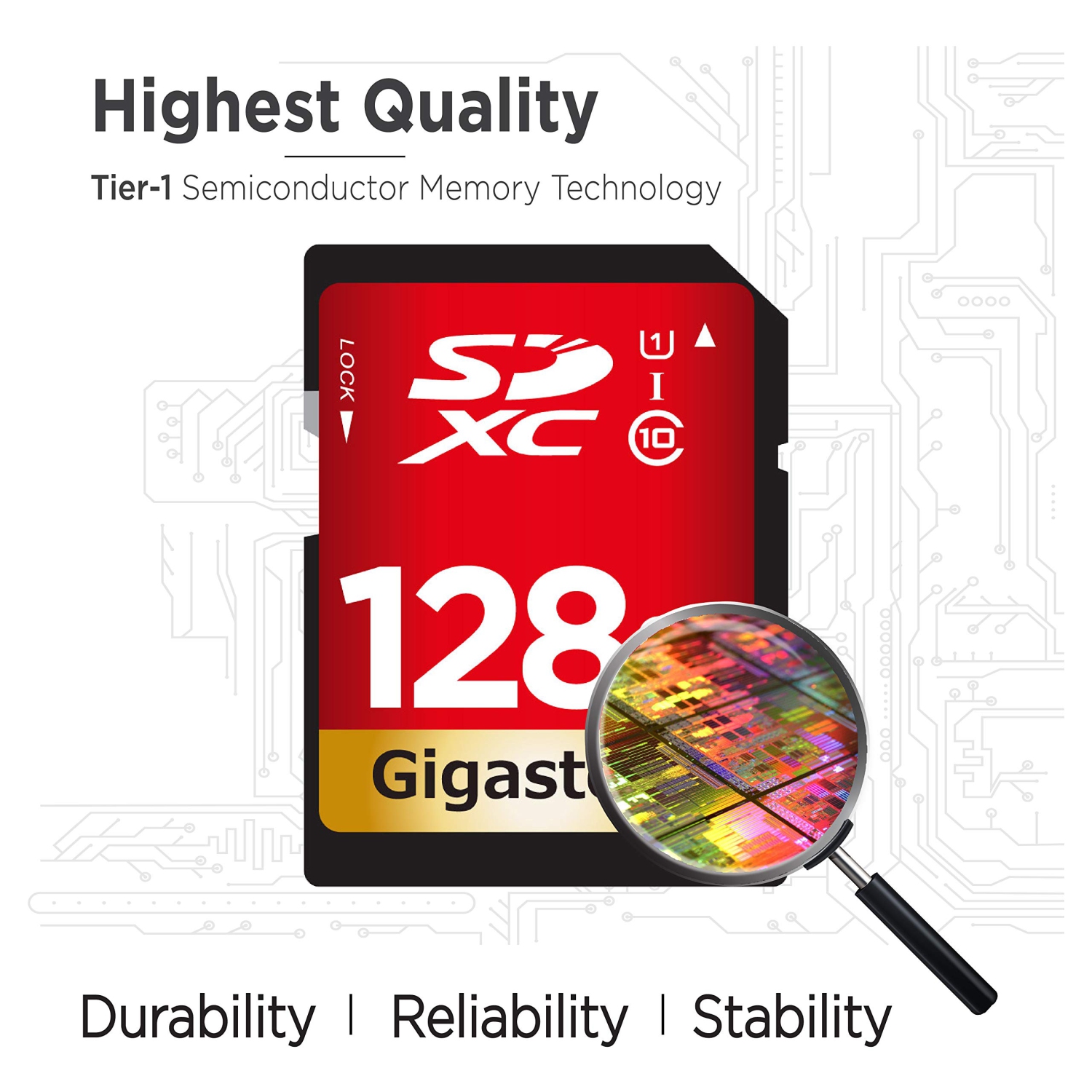 Carte SD UHS-I U1 classe 10 SDXC haute vitesse classe de 128 Go de Gigastone vidéo Canon Sony Pentax Kodak Olympus de Nikon