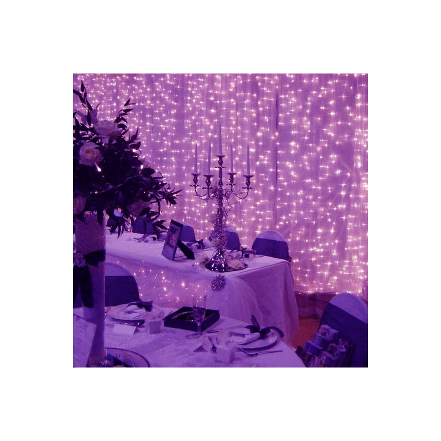 Rideaux lumineux à DEL 9,8 x 9,8 pi 300 DEL 8 modes pour décoration de mariage d'intérieur Party Chirstmas