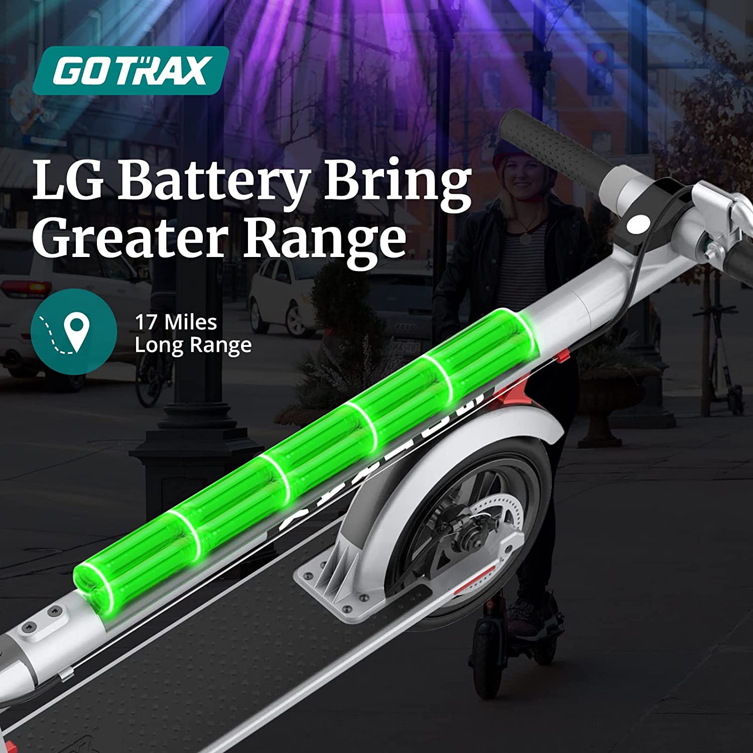 Scooter électrique GOTRAX 2020 XR ULTRA, batterie longue portée de 12 milles, jusqu'à 15,5 mi / h, scooter électrique de banlieue adulte ultra-léger