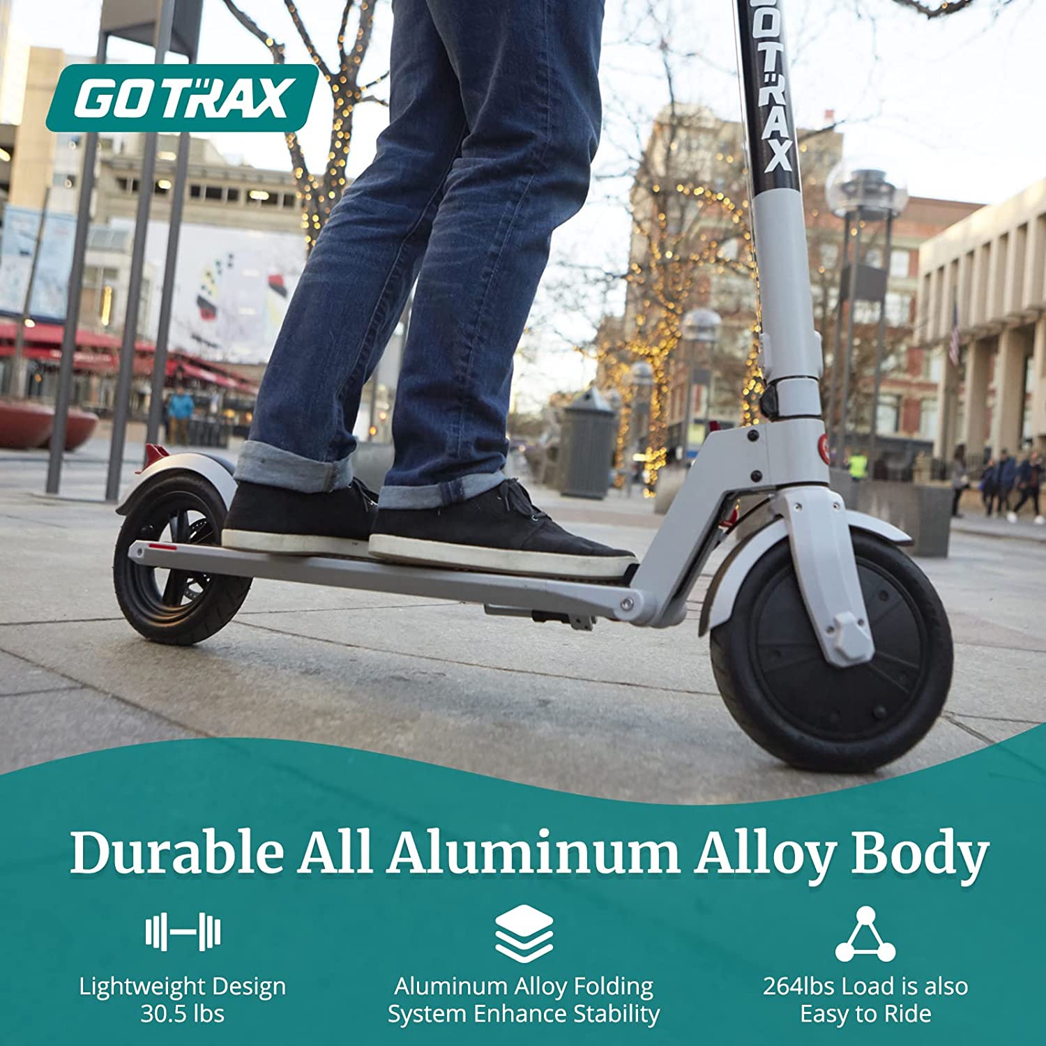 Trottinette électrique Gotrax XR Ultra, batterie LG 36 V/7,0 Ah jusqu'à 28  km longue portée, moteur puissant 300 W et 15,5 MPH, scooter électrique  adulte certifié UL pour les déplacements (gris) 