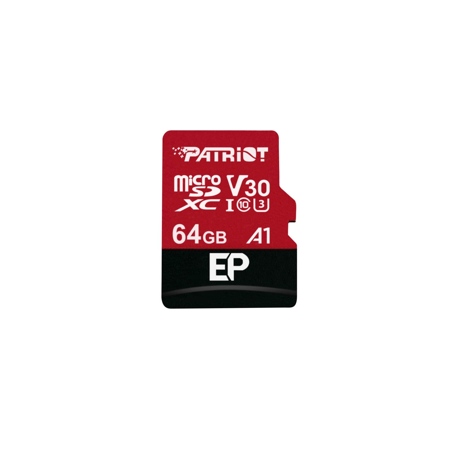 Patriot EP Series 64GB Micro SDXC V30 A1 UHS-I U3 4K UHD Memory Card - with SD Adapter - PEF64GEP31MCX