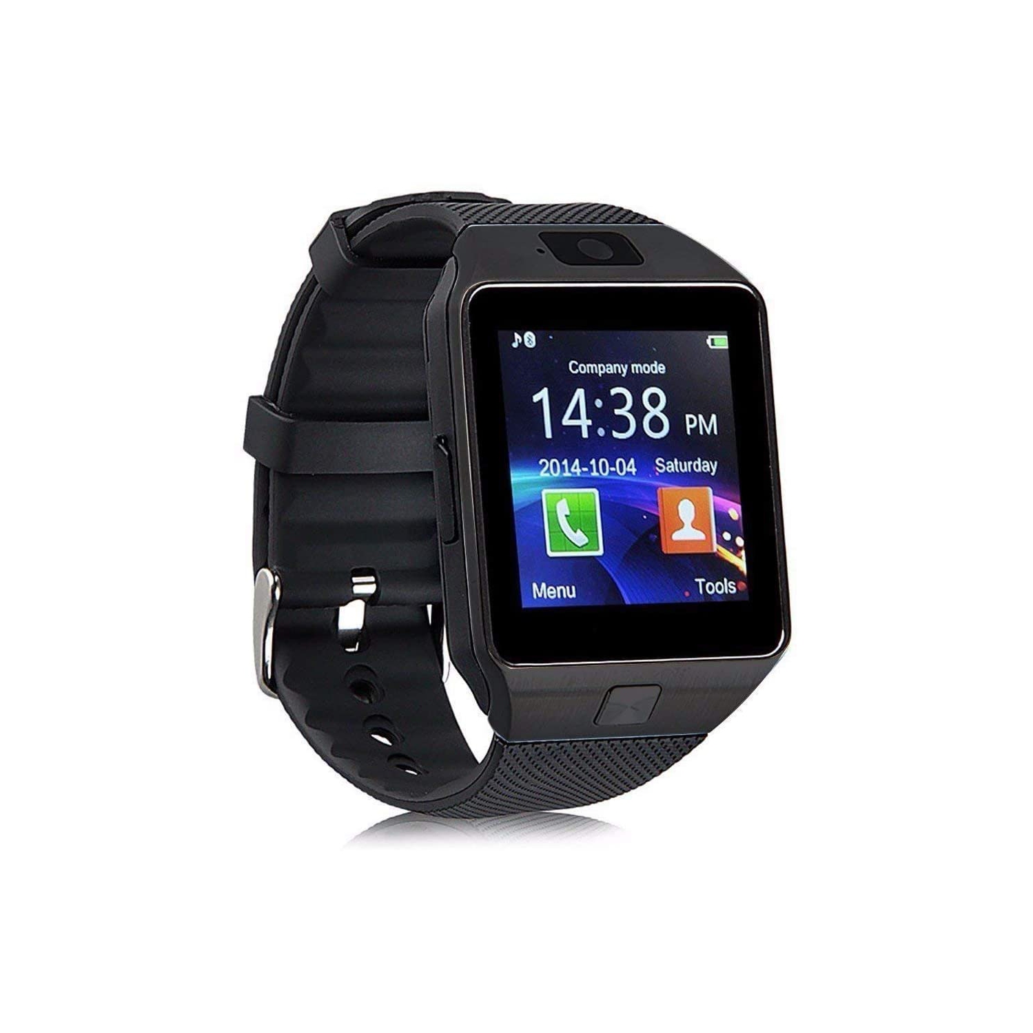 Bluetooth Smart Watch Touch Screen with Camera, SIM Card TF/SD Card Slot, for iPhone and Android Phones (Black)