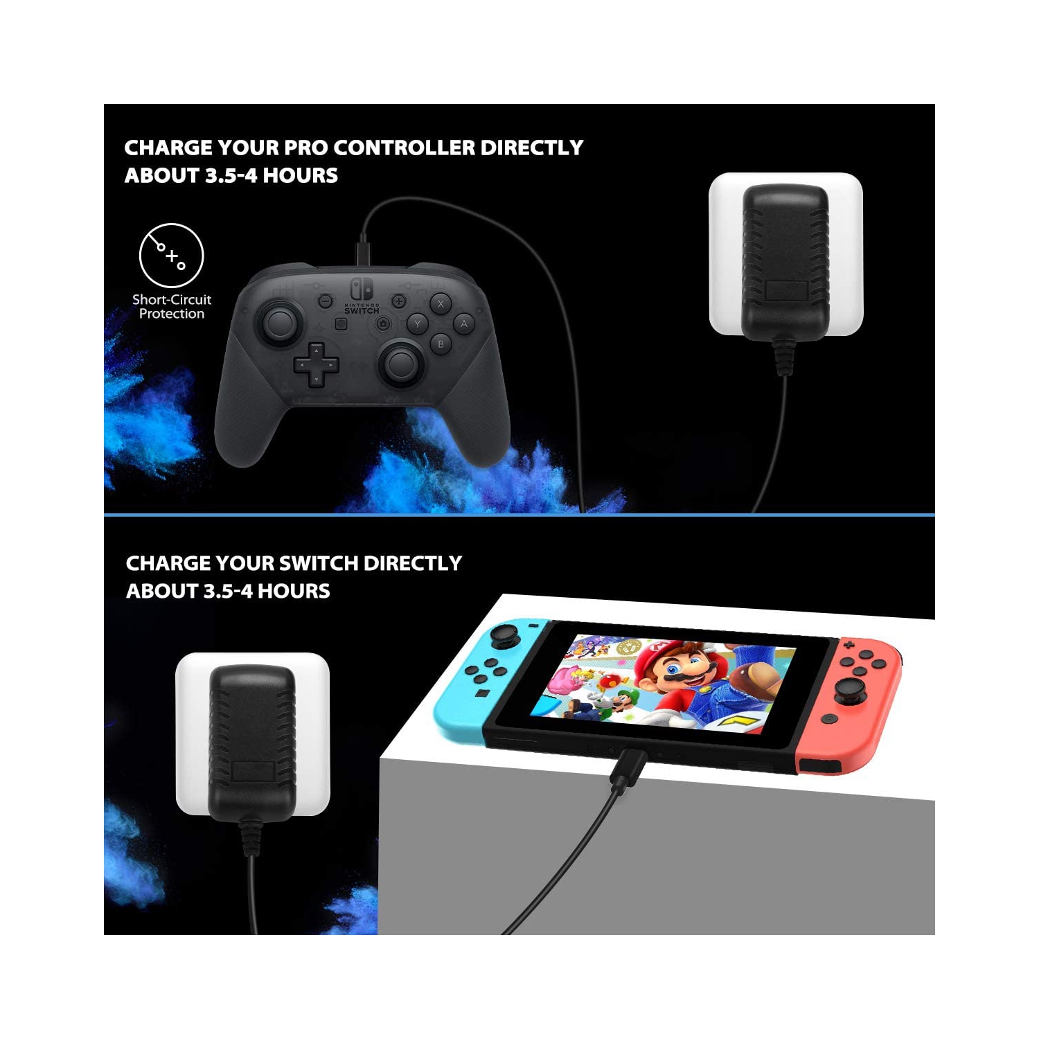 Nintendo Switch, 5 in 1 Charging Black 3.3ft