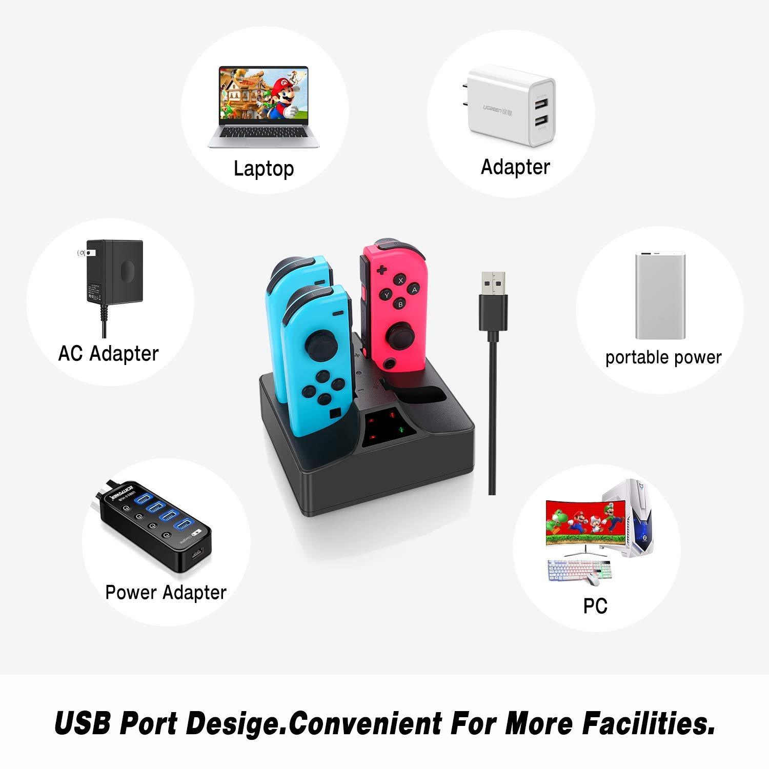 4 in 1 Charging Dock with Type C Cable for Nintendo Switch Joy-Cons Controller
