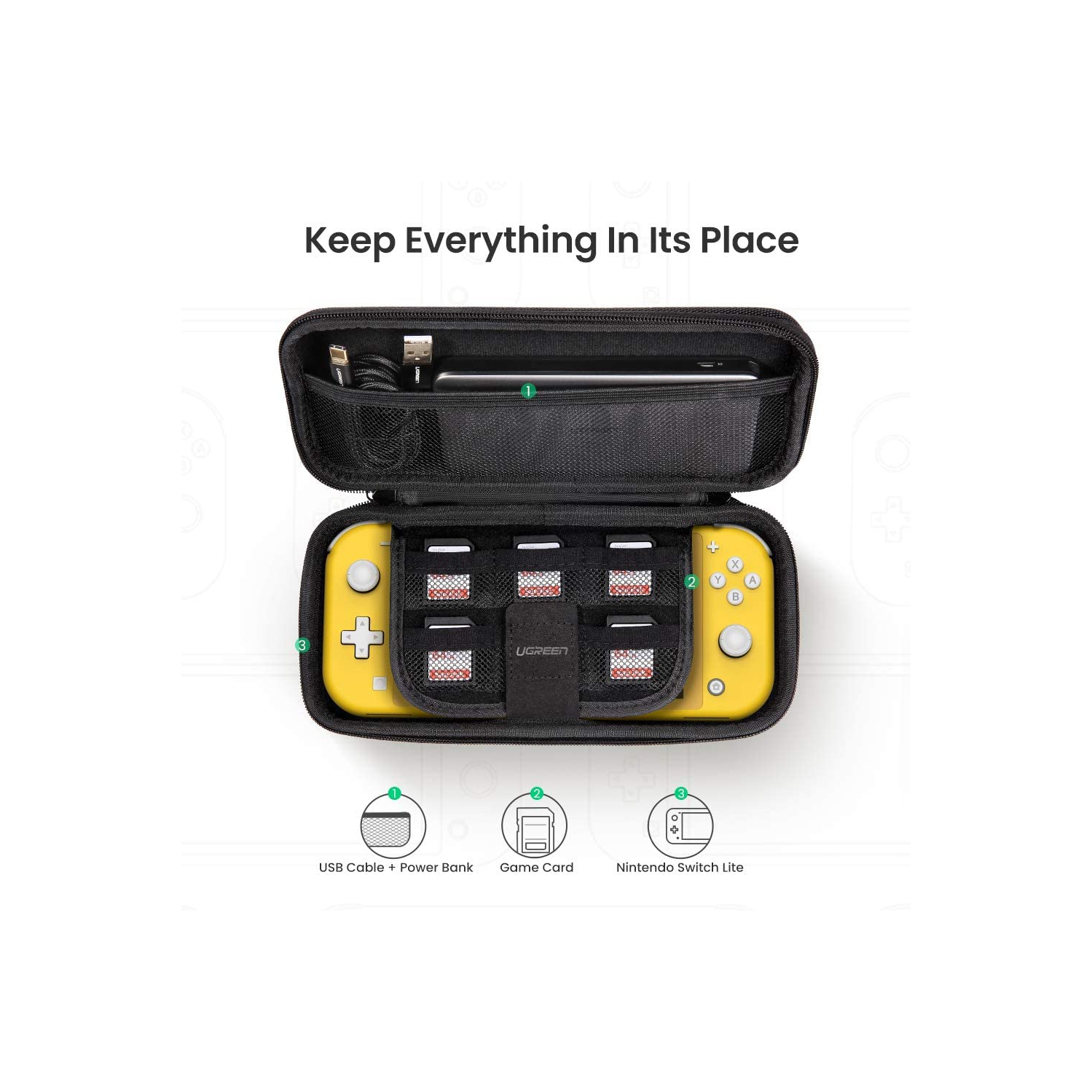 Case for Nintendo Switch Lite Shockproof Black Hard Shell