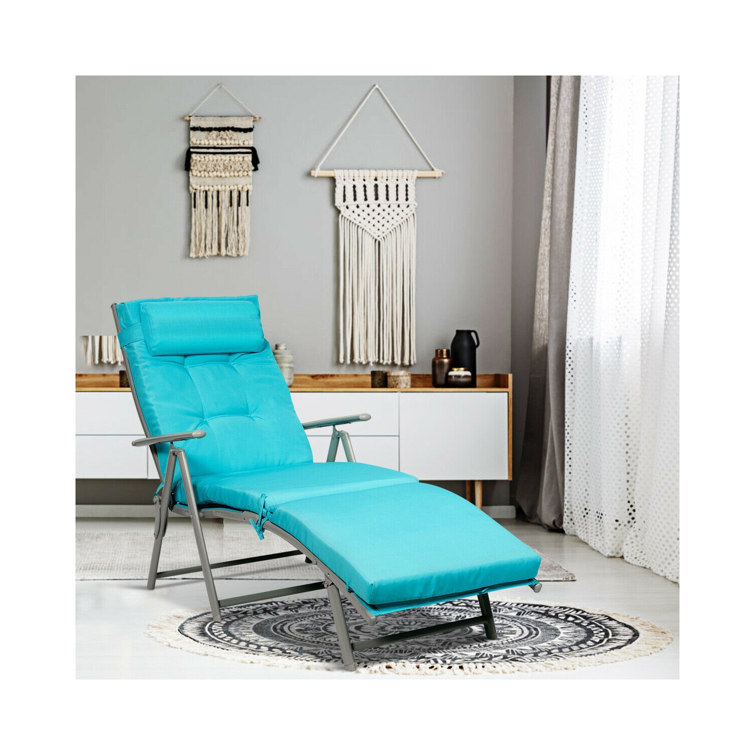 Costway 2PC Folding Chaise Lounge Chair w/Cushion