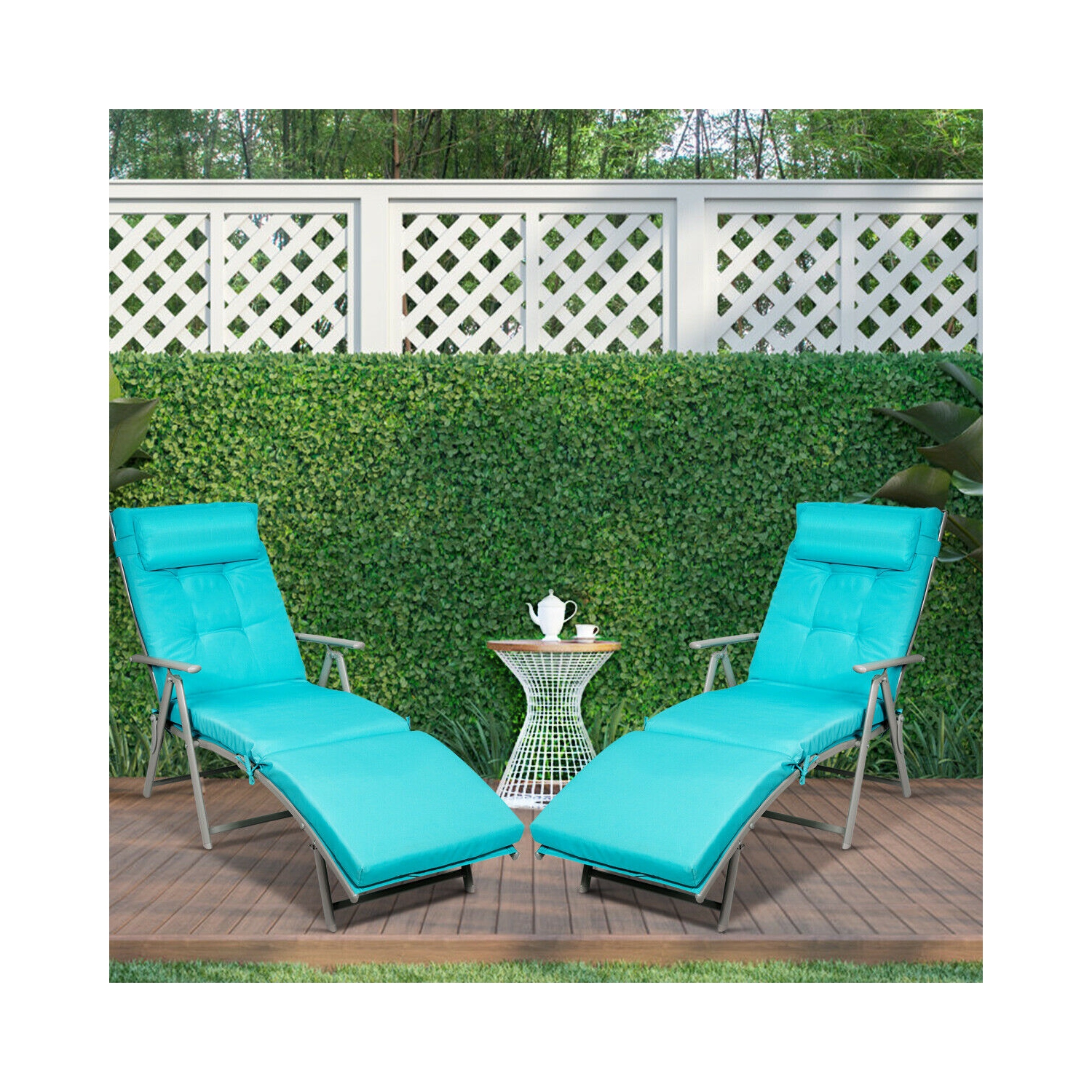 Costway 2PC Folding Chaise Lounge Chair w/Cushion