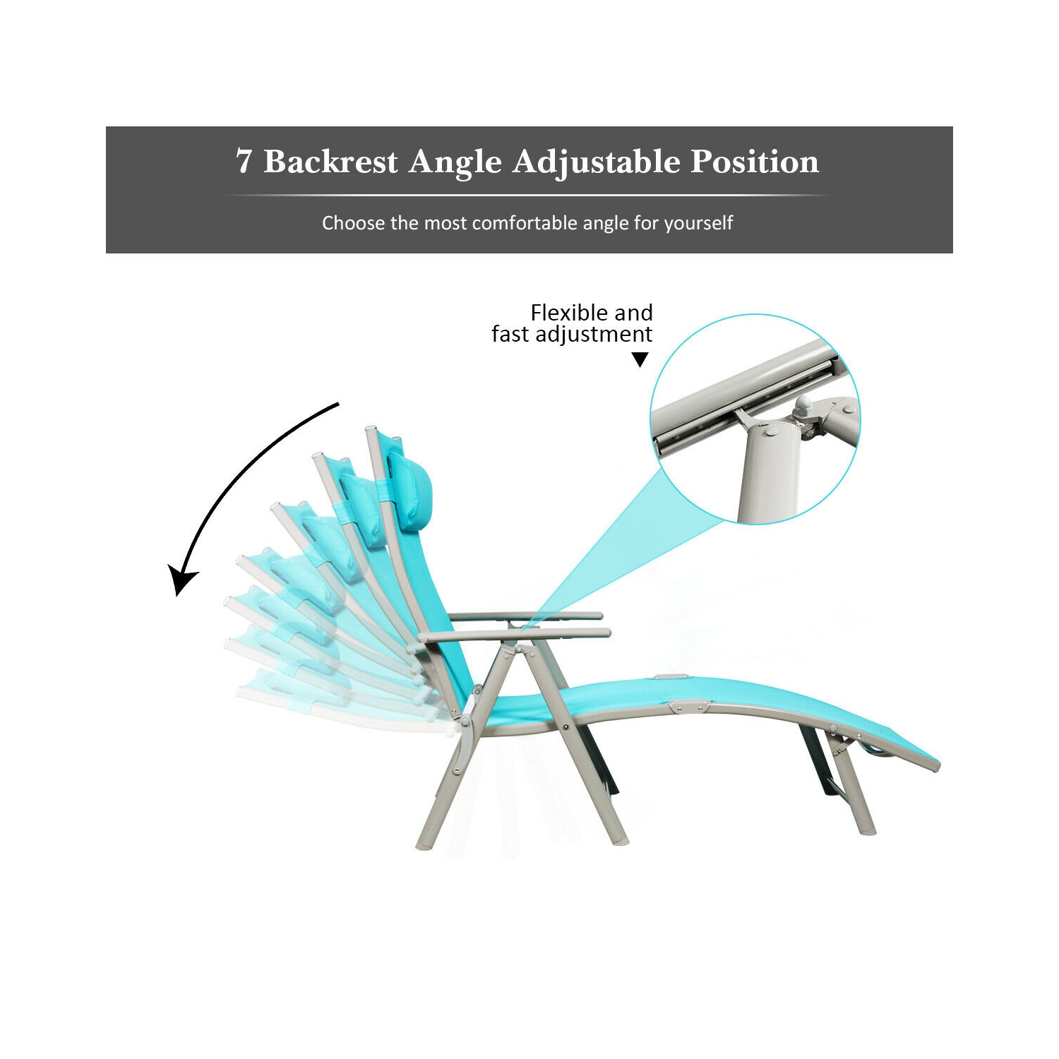 Costway 2PC Folding Chaise Lounge Chair w/Cushion