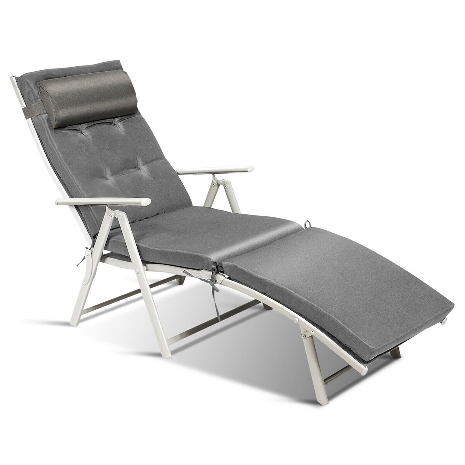 Costway 2PC Folding Chaise Lounge Chair w/Cushion