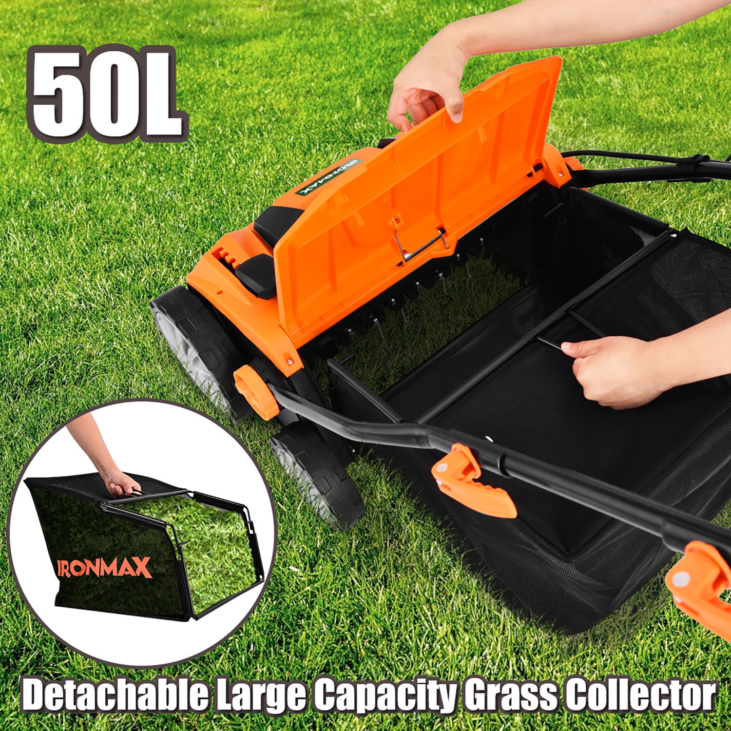 Tondeuse électrique 15 po avec Scarifier câblé 13Amp de Costway avec sac de collection 50&nbsp;L
