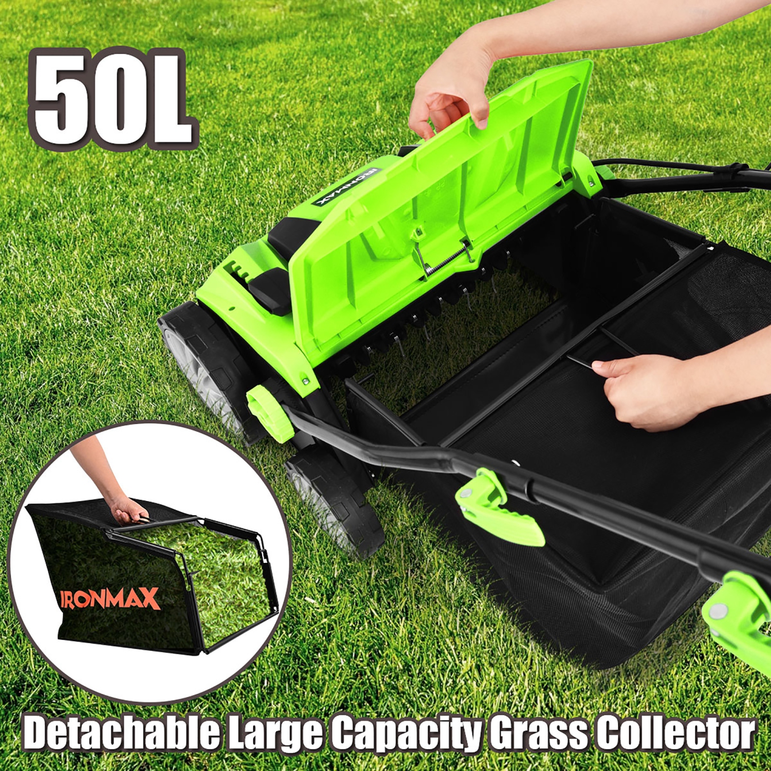 Costway 13Amp Corded Scarifier 15'' Electric Lawn Mower w/50L Collection Bag
