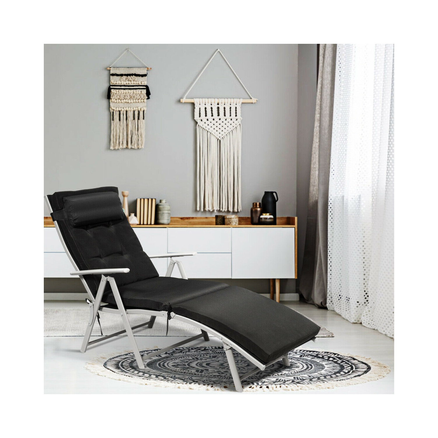 Costway Folding Chaise Lounge Chair w/Cushion