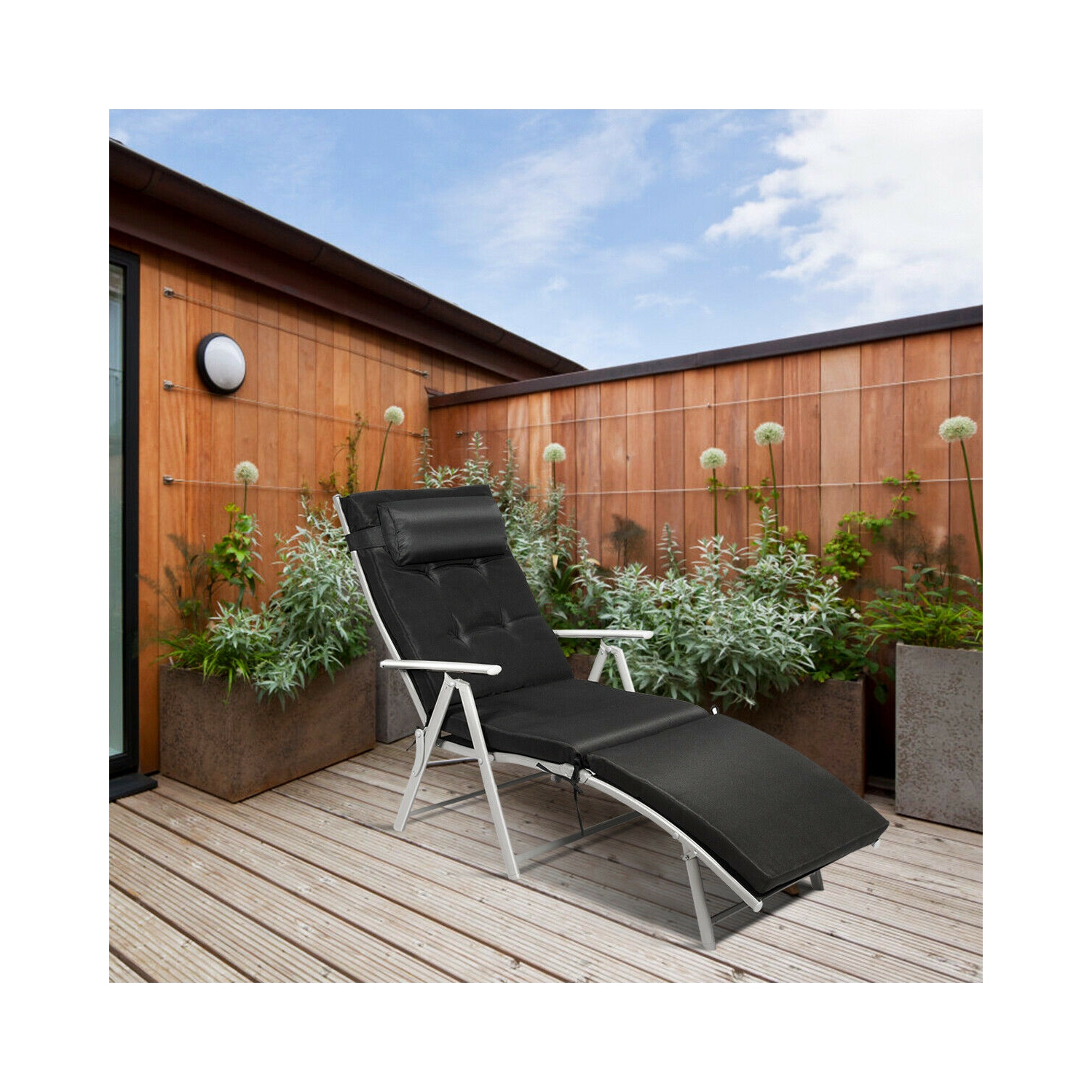 Costway Folding Chaise Lounge Chair w/Cushion