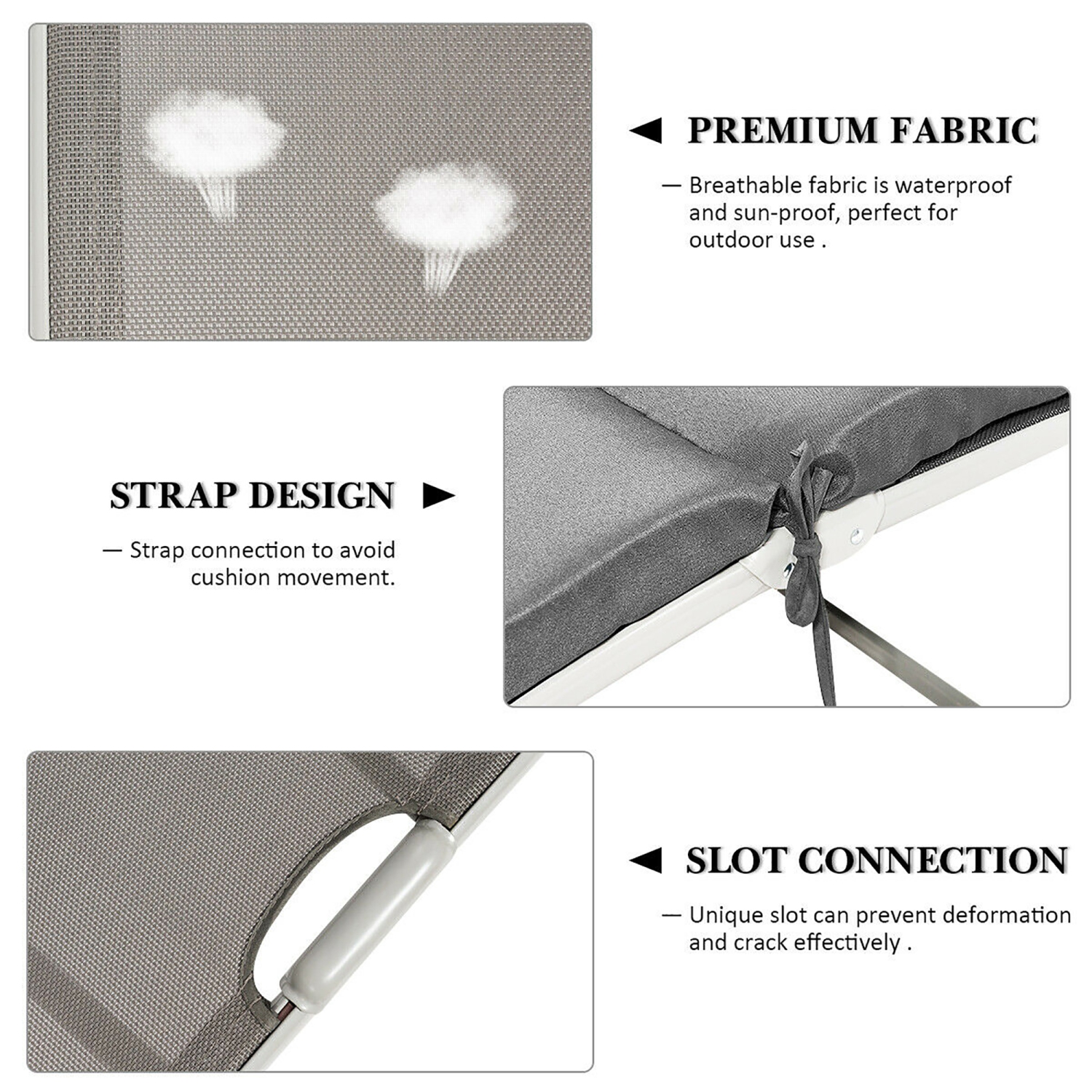 Costway Folding Chaise Lounge Chair w/Cushion