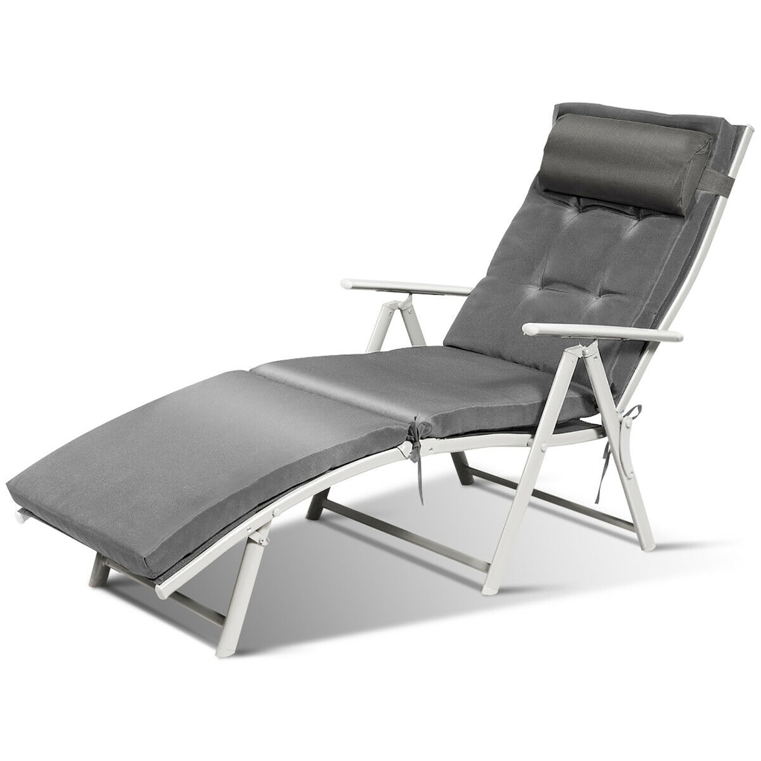 Costway Folding Chaise Lounge Chair w/Cushion