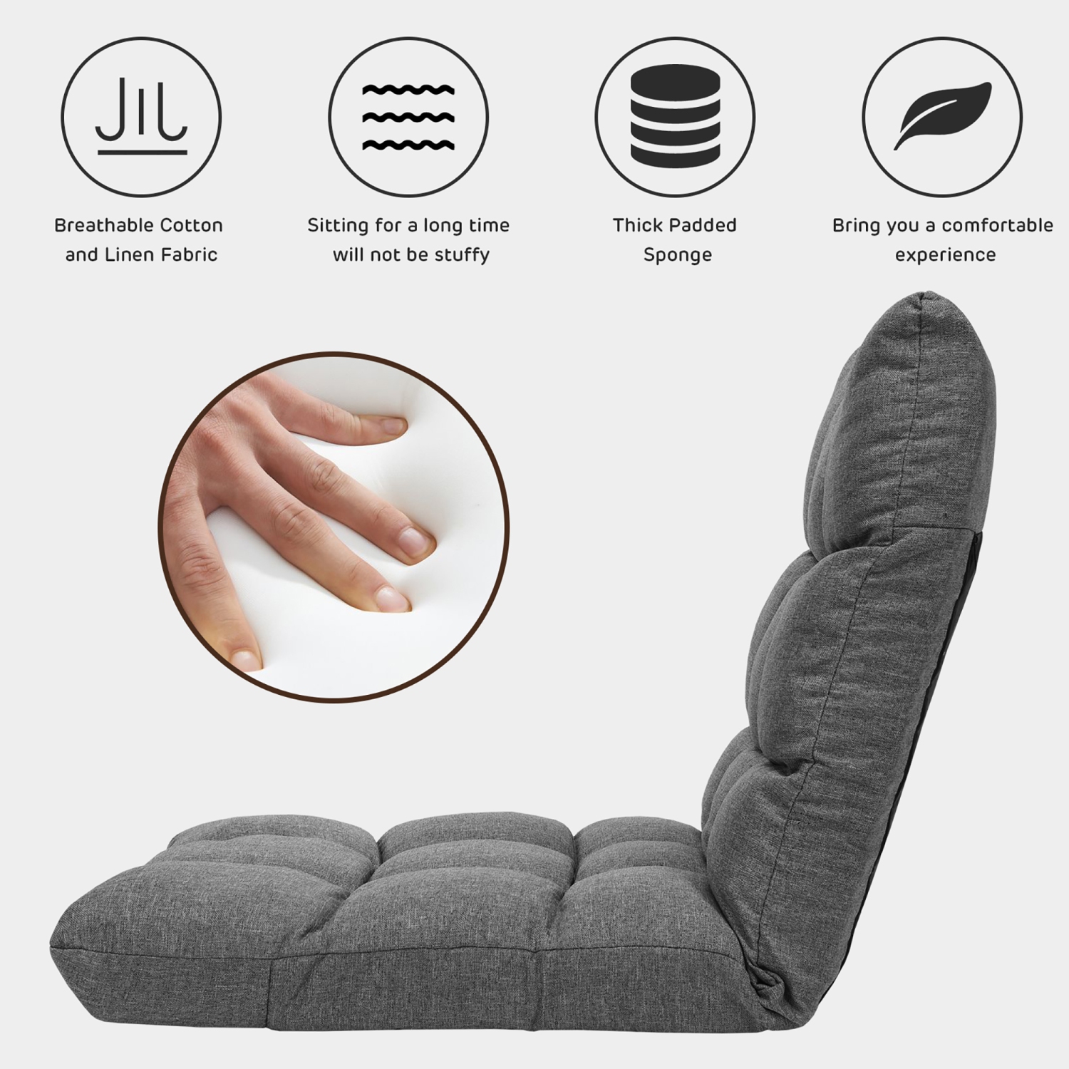 Costway Adjustable 14-Position Floor Chair Folding Lazy Gaming Sofa Lounge Chair