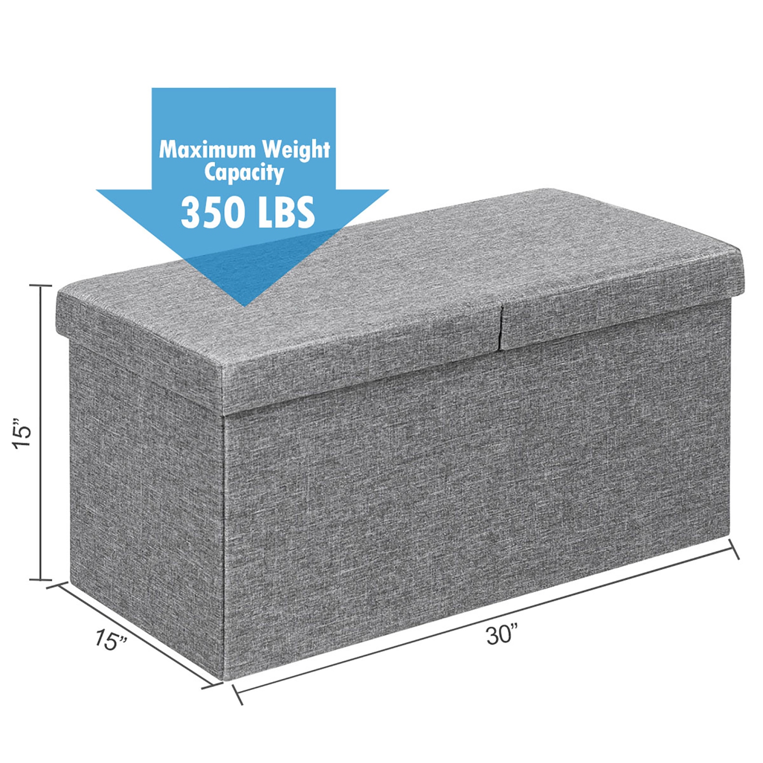 Banc de rangement pliant de 30 po avec plateau relevable de Costway 80&nbsp;L capacité
