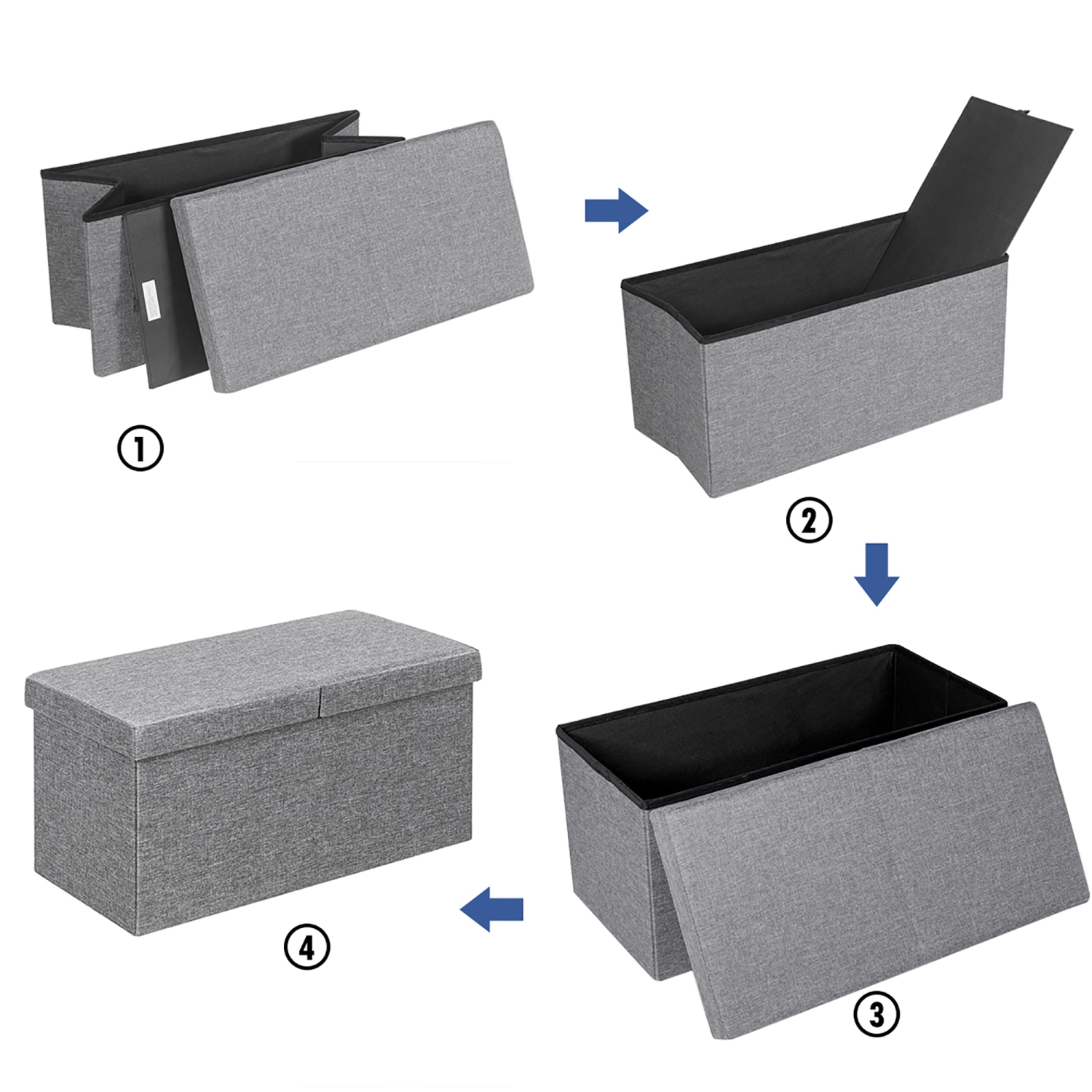 Banc de rangement pliant de 30 po avec plateau relevable de Costway 80&nbsp;L capacité