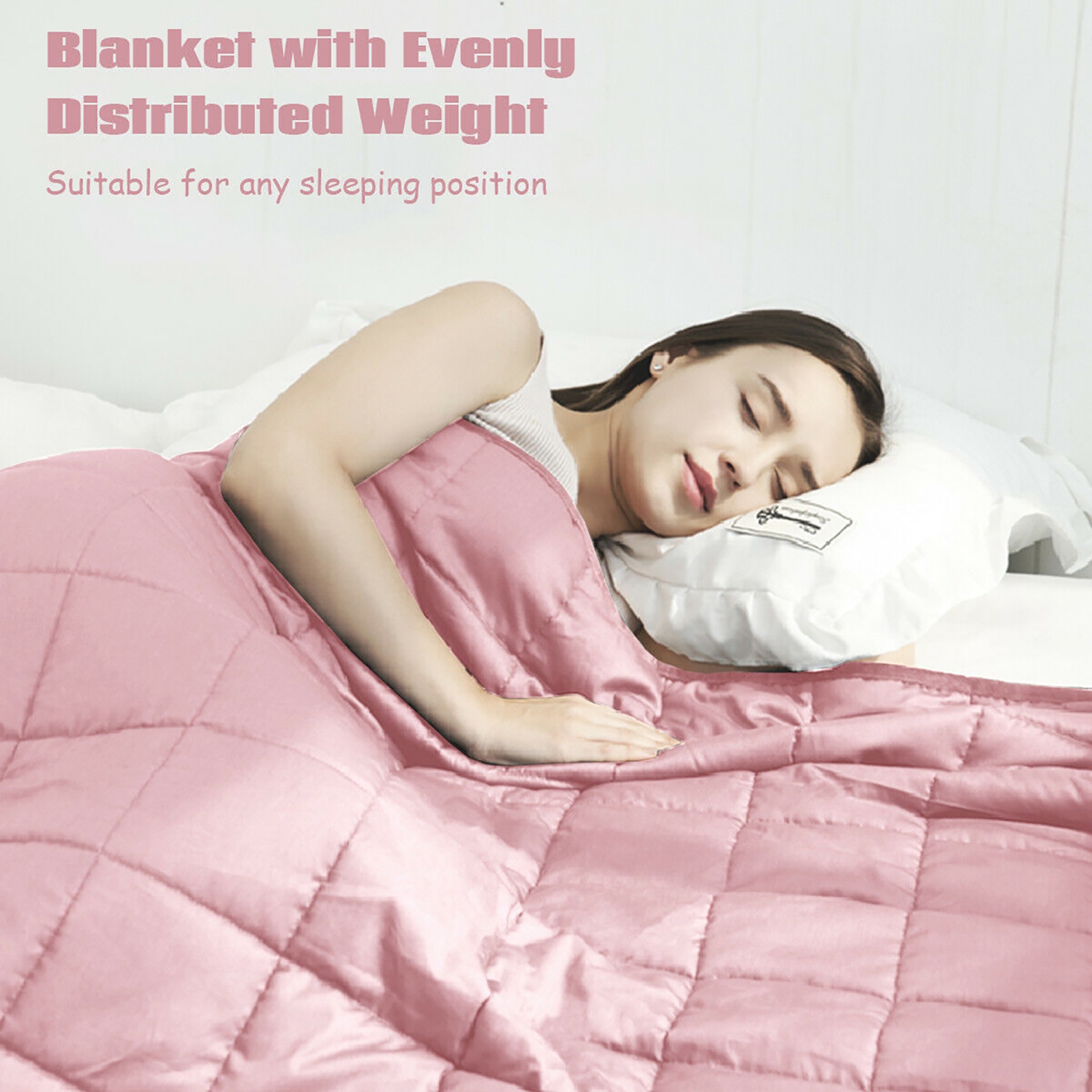 Costway 10lbs Premium Cooling Heavy Weighted Blanket Soft Fabric Breathable 41''x60'' Pink