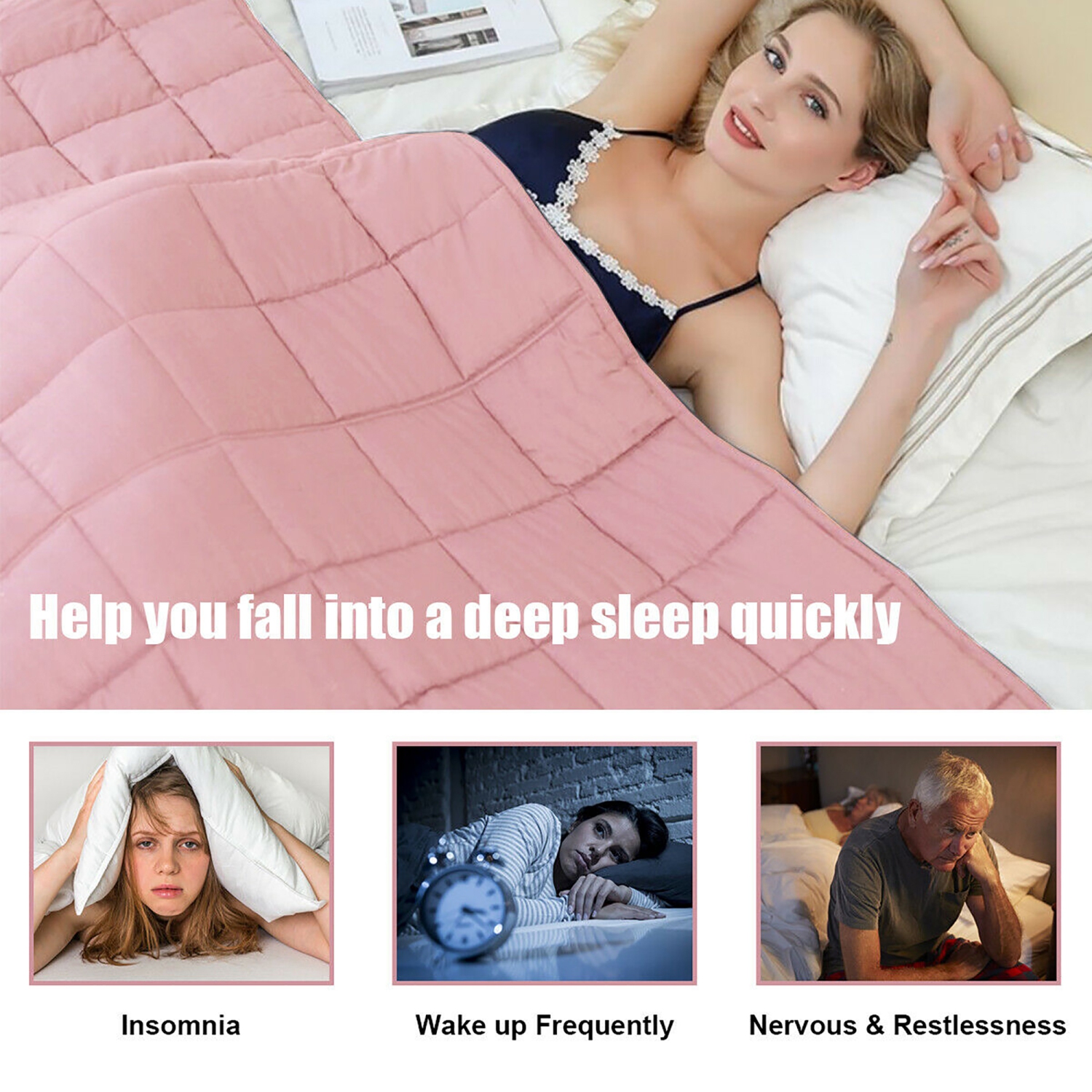 Costway 10lbs Premium Cooling Heavy Weighted Blanket Soft Fabric Breathable 41''x60'' Pink