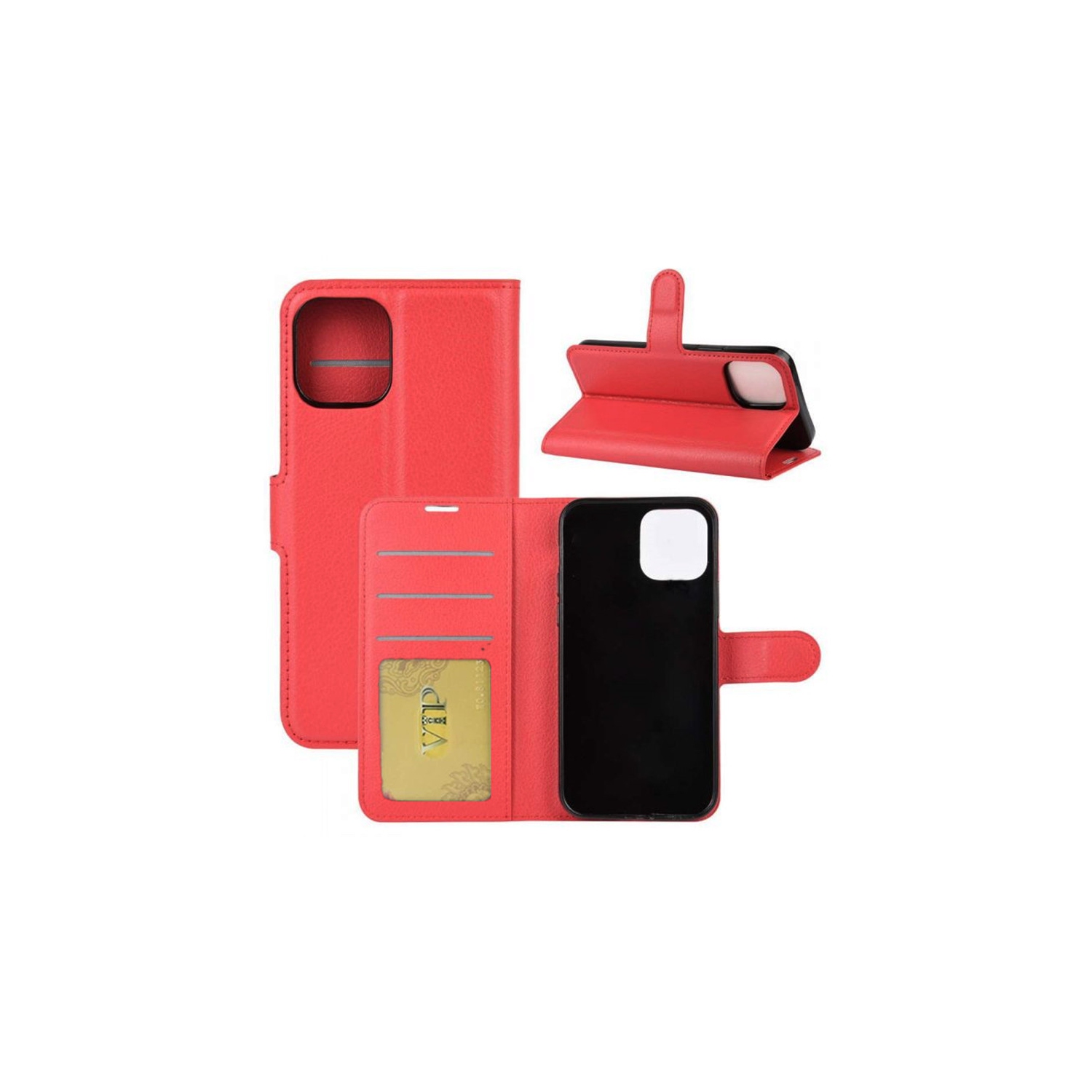 [CS] iPhone 12 Mini Case, Magnetic Leather Folio Wallet Flip Case Cover with Card Slot, Rose Gold