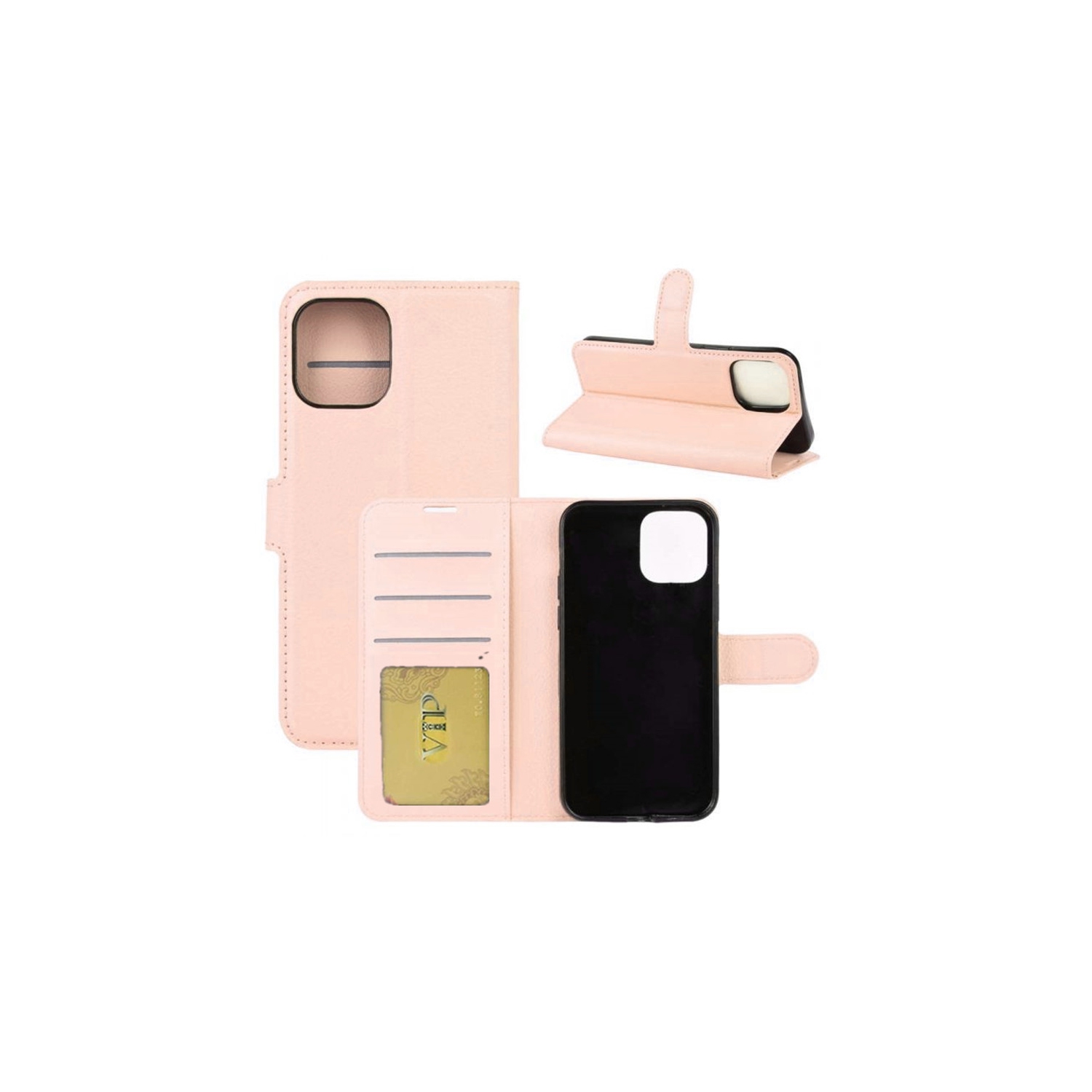 [CS] iPhone 12 Mini Case, Magnetic Leather Folio Wallet Flip Case Cover with Card Slot, Red