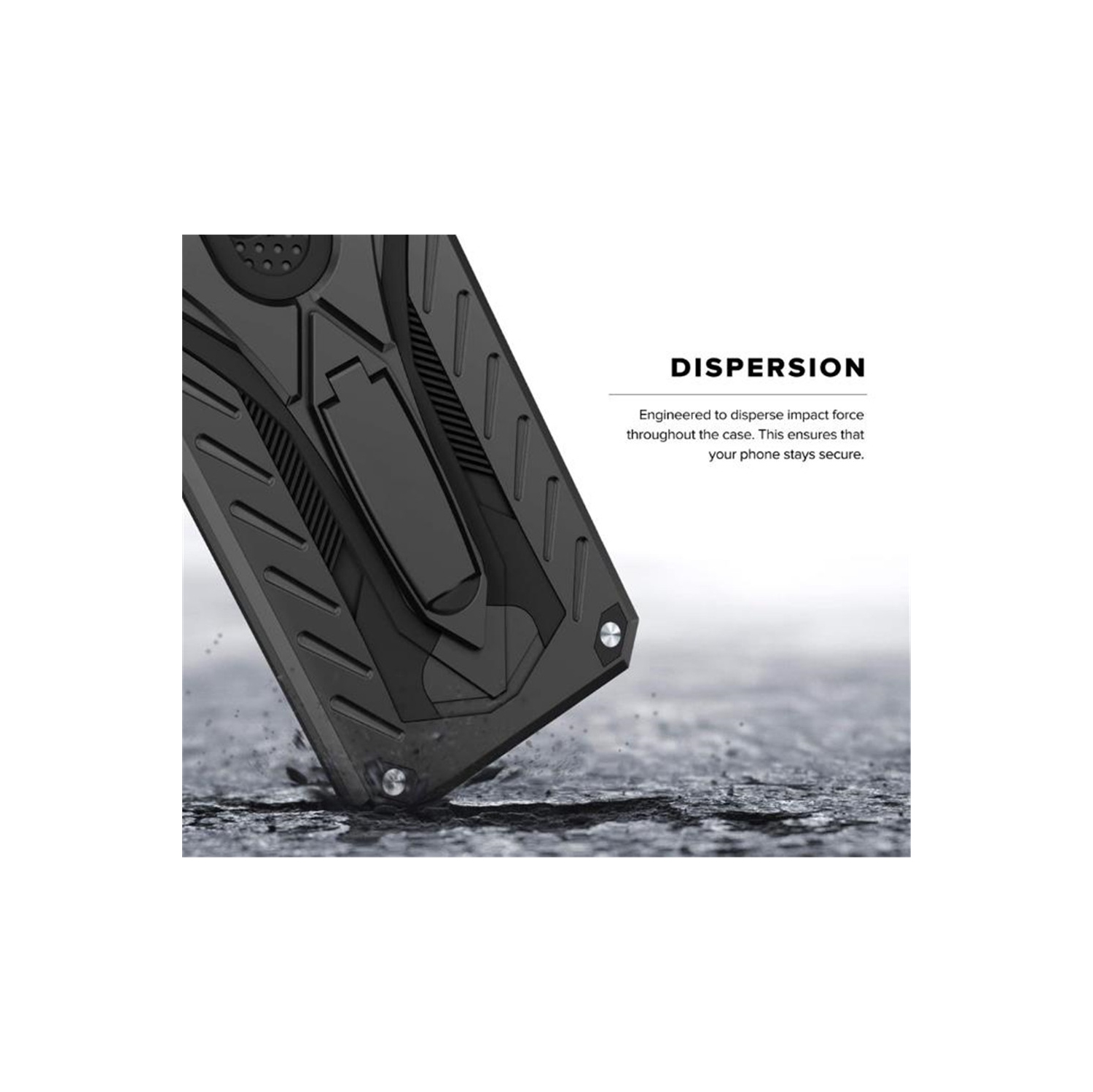 【CSmart】 Shockproof Heavy Duty Rugged Defender Hard Case Kickstand Cover for iPhone 12 / 12 Pro , Black