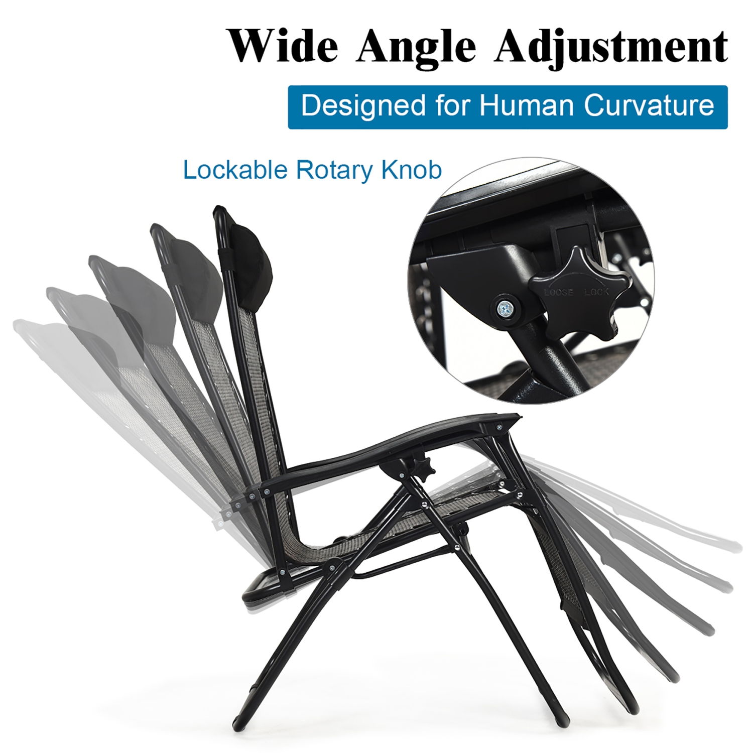 Costway 2PCS Patio Rattan Zero Gravity Lounge Chair Folding Recliner Headrest