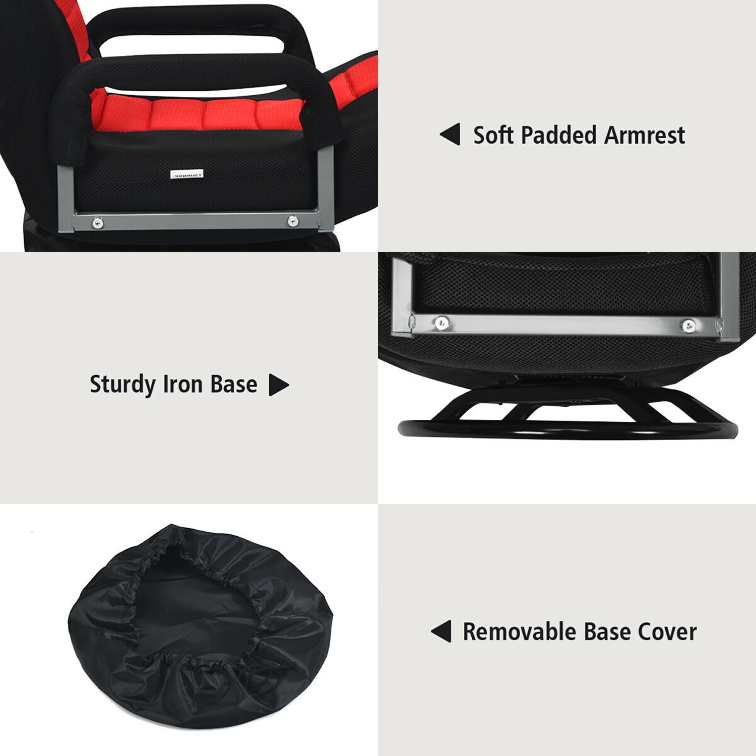 Costway 360-Degree Swivel Gaming Floor Chair with Foldable Adjustable Backrest