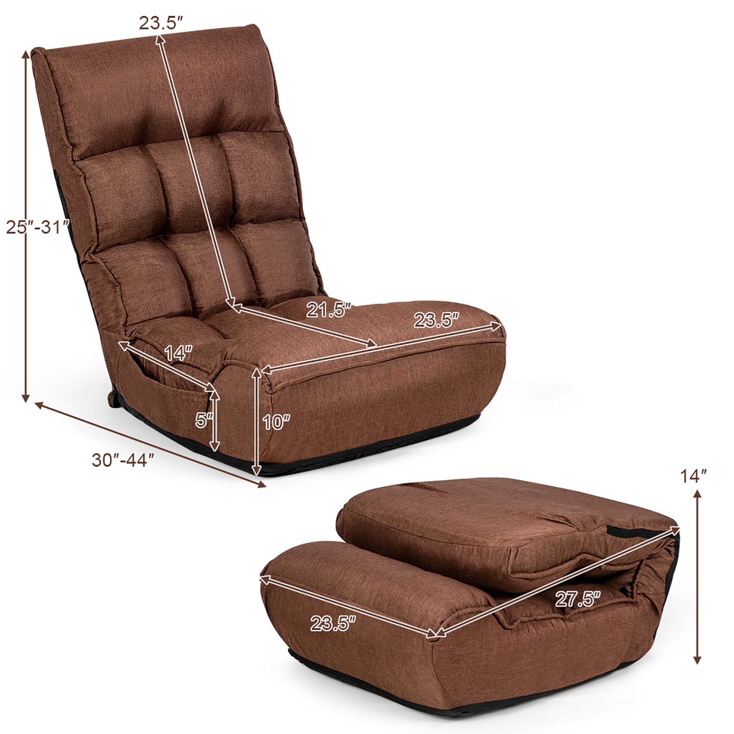 Fauteuil de sol 4 positions Costway
