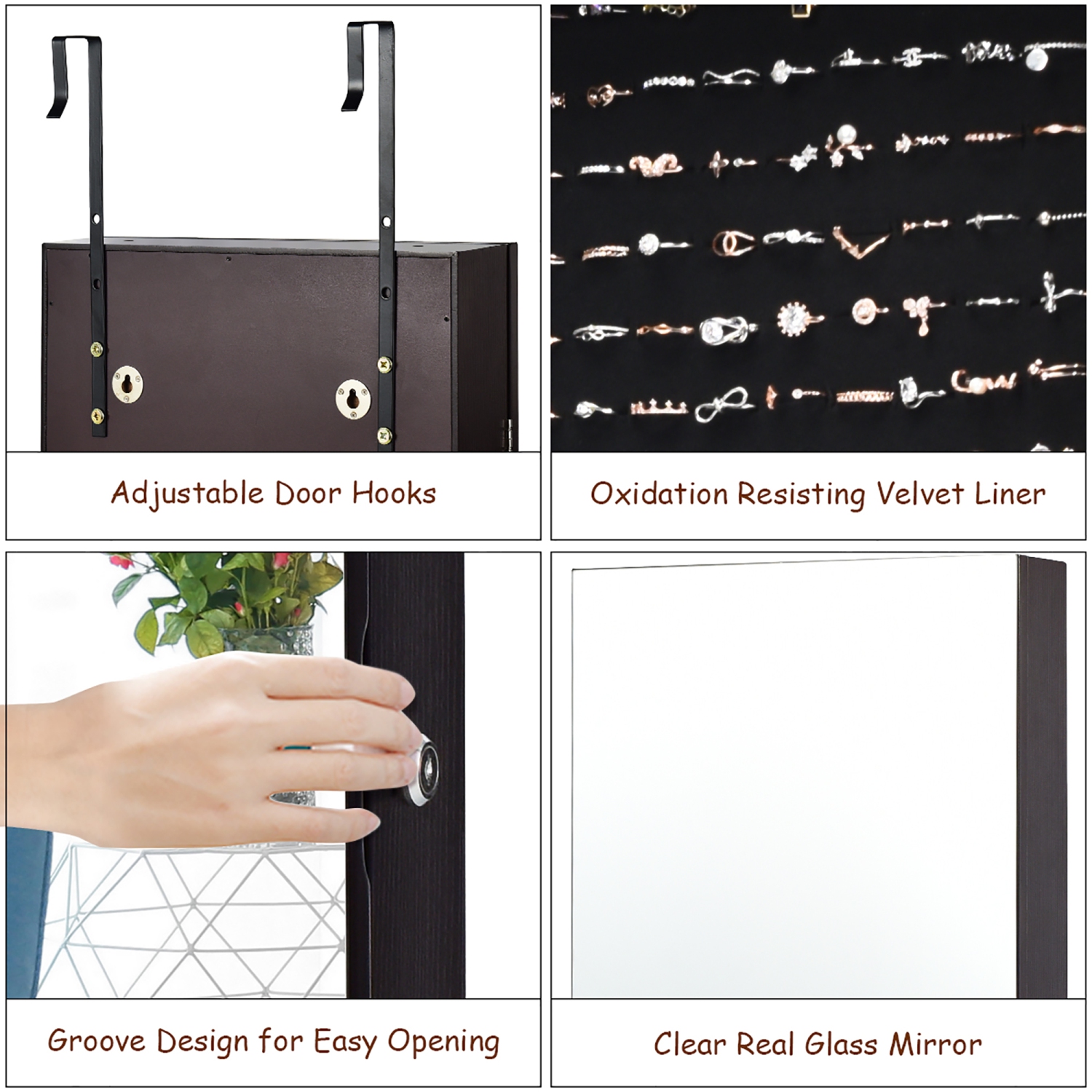 Armoire à bijoux miroir Costway avec 2 lumières LED