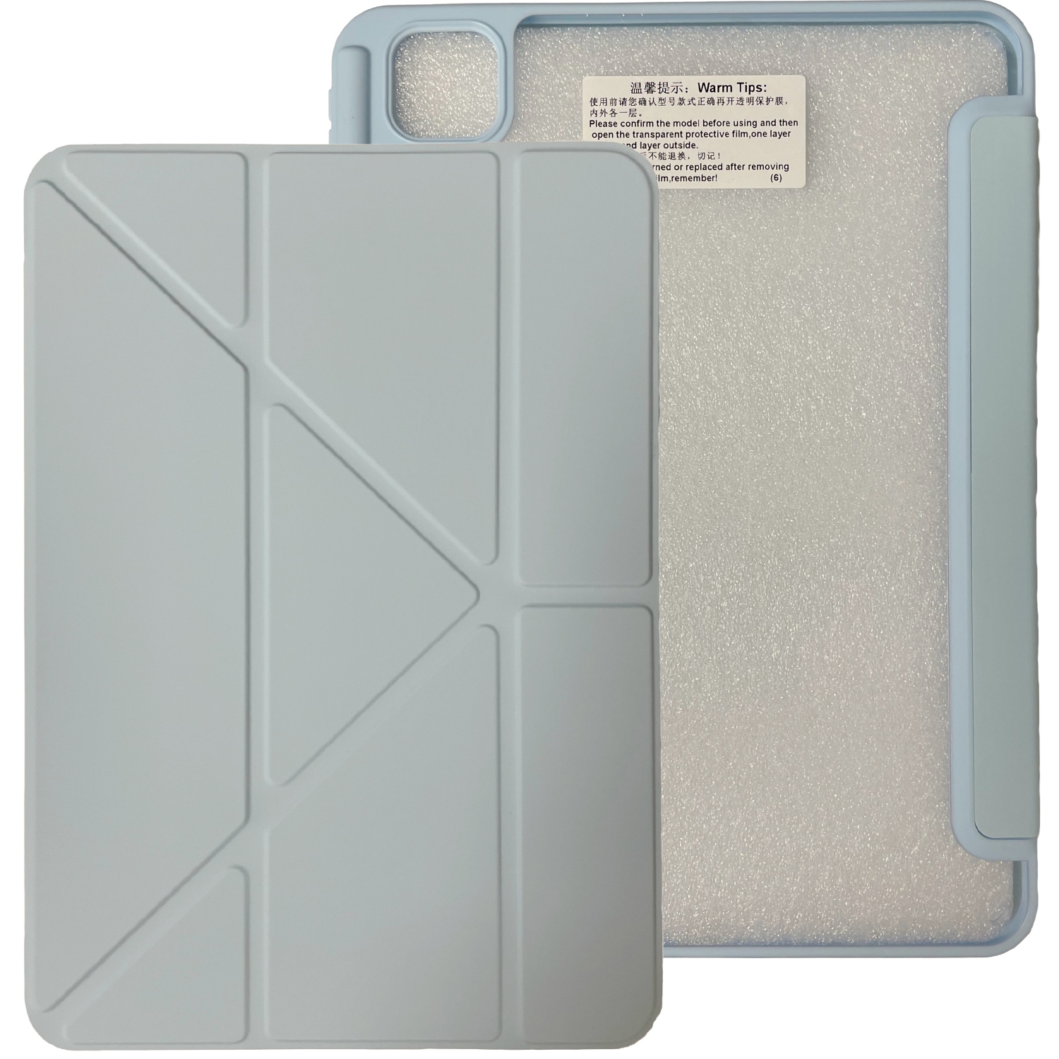 TopSave iPad 10.2-Inch with Pencil Holder, Clear Back Slim Tri-fold & Y-Shape Fold Folio Stand Shell, Auto Wake/Sleep, Light Blue