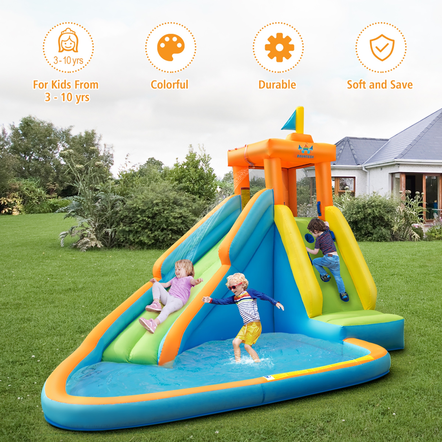 Costway Kids Bounce House Castle Splash Water Pool Without Blower