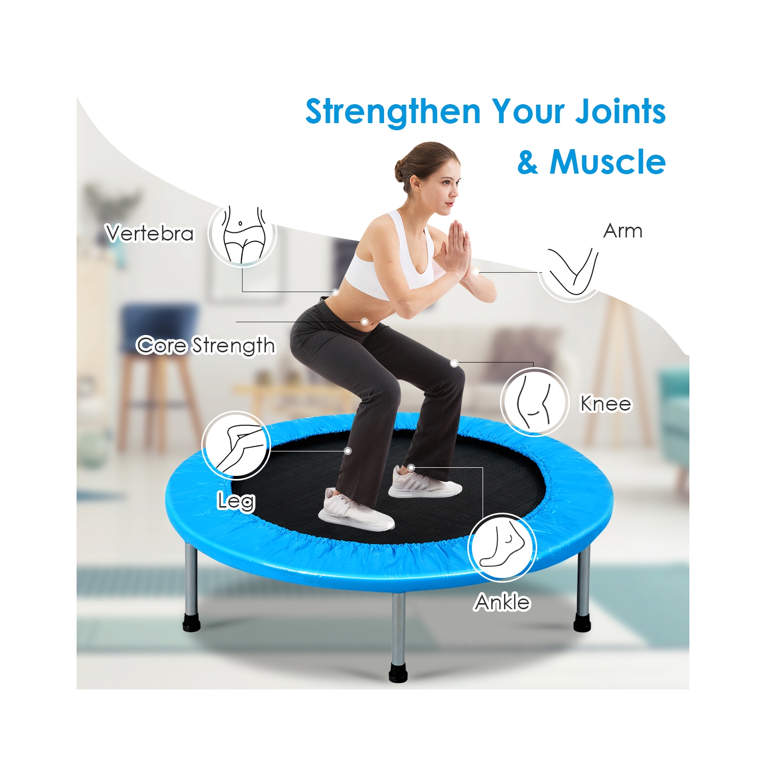 Costway 38'' Rebounder Trampoline Adults and Kids Exercise Workout w/Padding & Springs