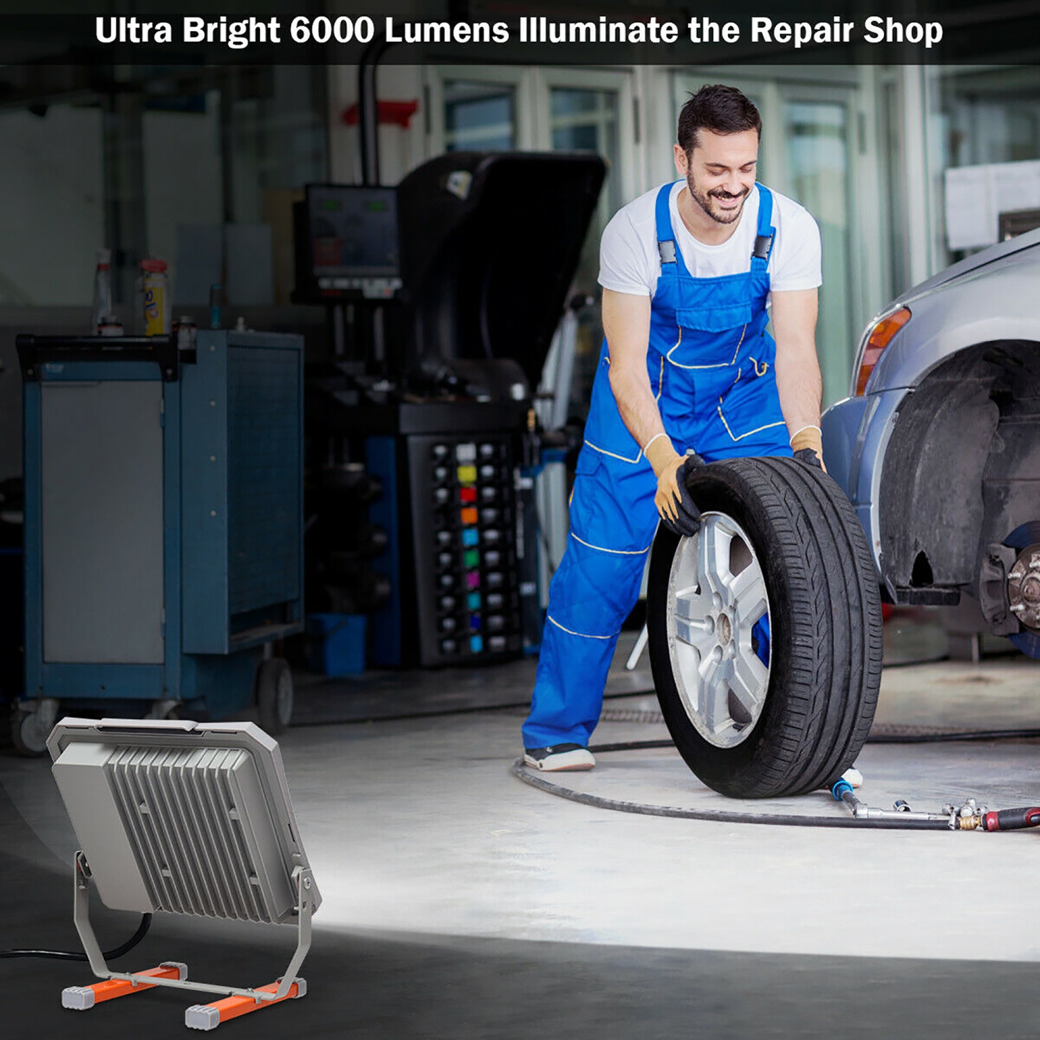 Costway 53W 6000LM LED Work Light for Camping Fishing