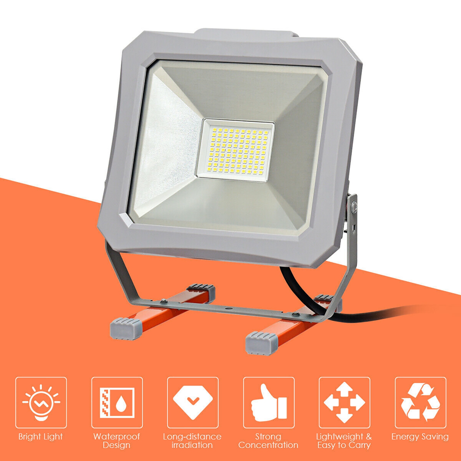 Costway 53W 6000LM LED Work Light for Camping Fishing