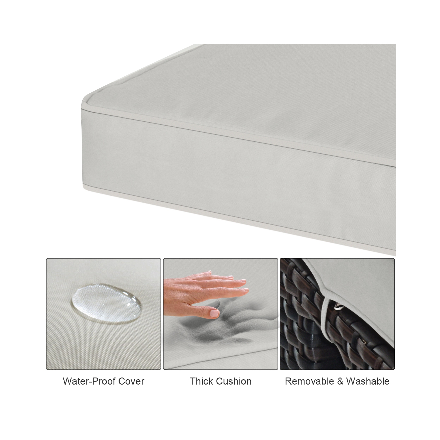 Costway 4PCS Patio Rattan Ottoman Cushioned Seat Foot Rest Coffee Table