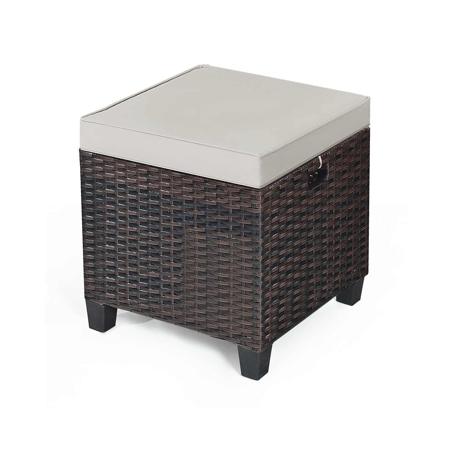 Costway 4PCS Patio Rattan Ottoman Cushioned Seat Foot Rest Coffee Table