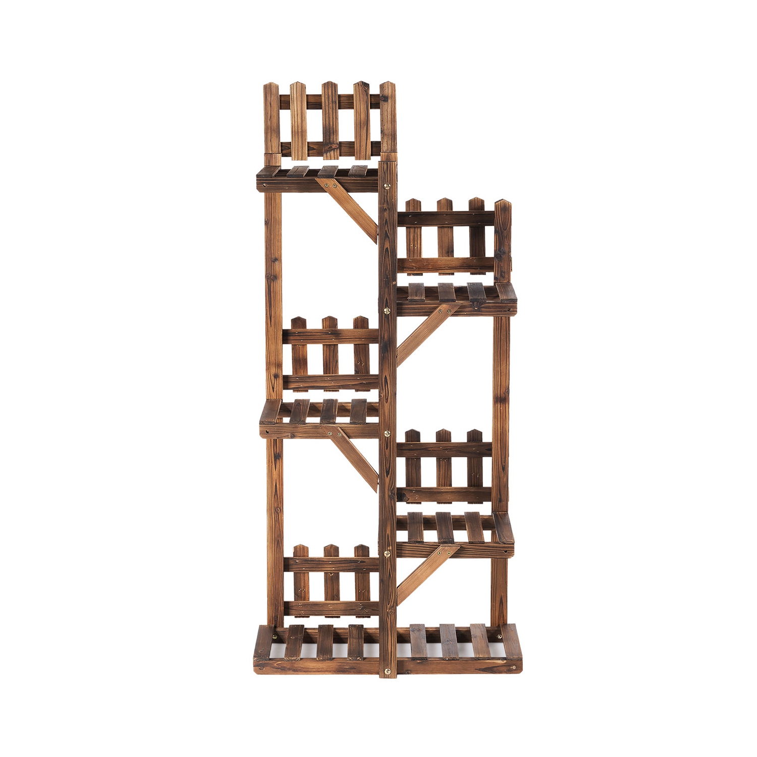 Étagère à Fleurs en Bois à 5 Niveaux, Support de Pots avec Grande Capacité pour Décoration, Porte-Plantes Extérieur ou Intérieur en Couleur Marron,