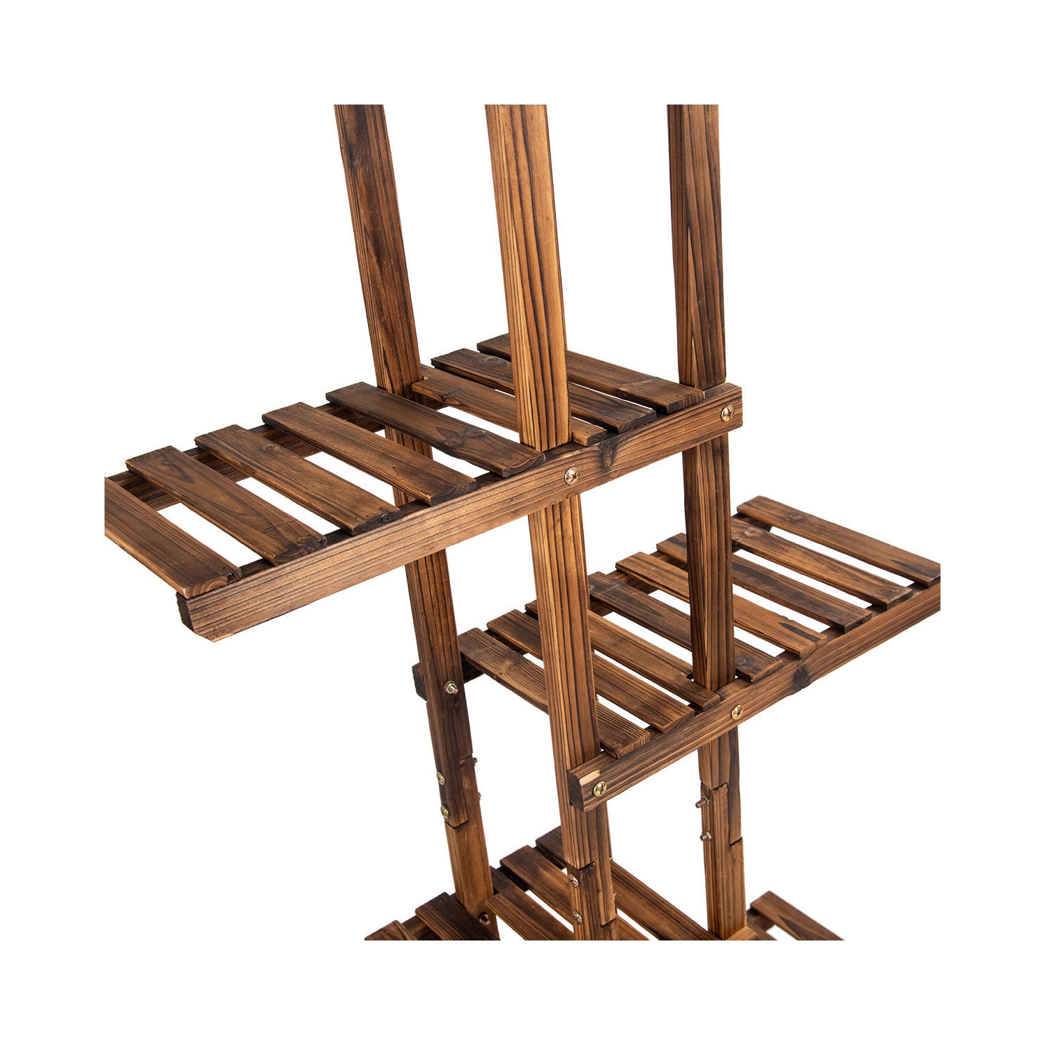 Costway 6 Tier 11 Pots Wooden Plant Flower Display Stand Wood Shelf Storage Rack Garden