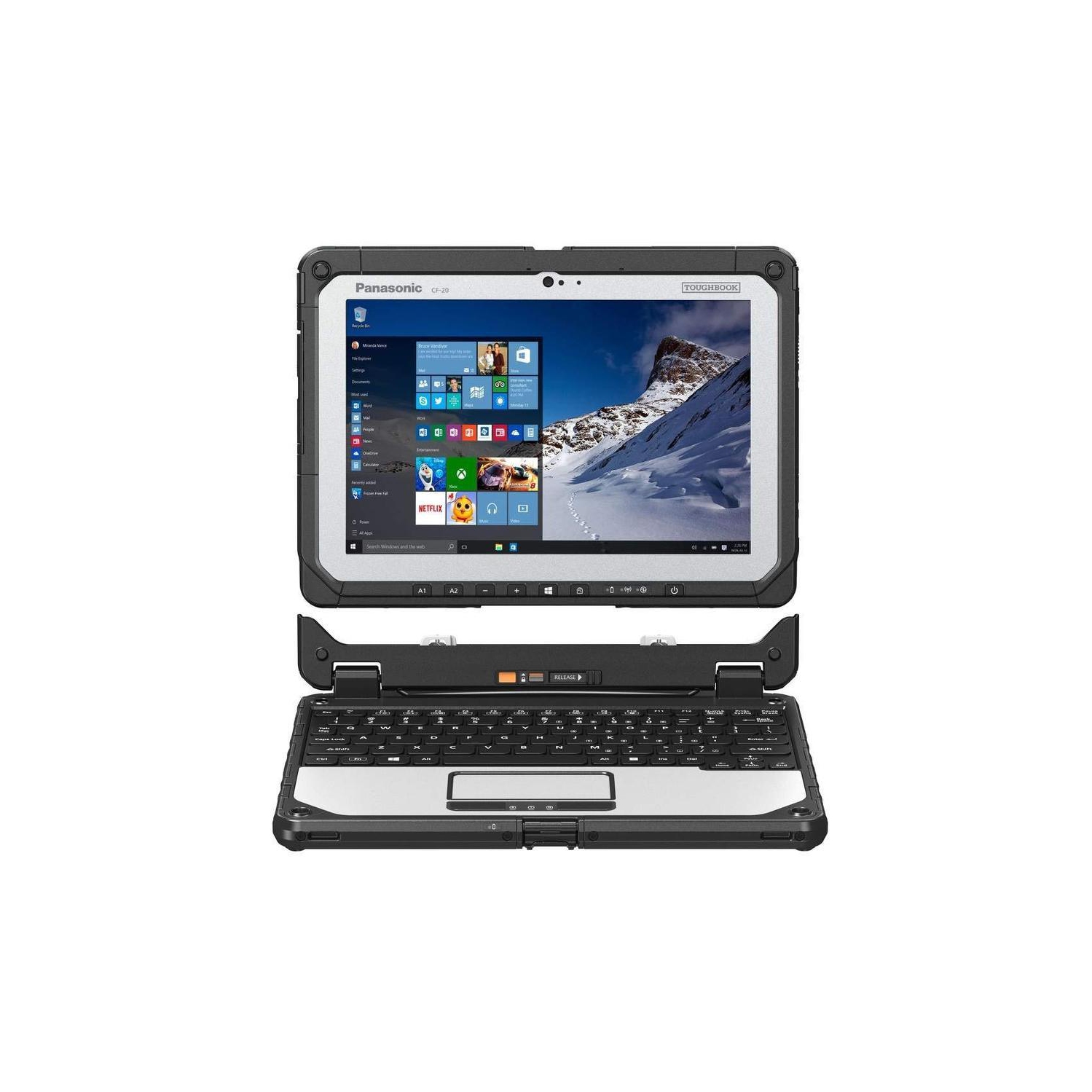 Refurbished (Good) - Panasonic Toughbook 20, CF-20 MK1, 10.1" Multi Touch, Intel Core m5-6Y57, 8GB DDR3L, 128GB SSD, Webcam, Rear Camera, Backlit Keyboard, Win 10 Pro
