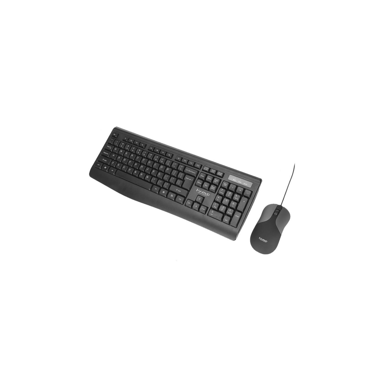 Marvo Office - USB 2.0 Wired Keyboard and Mouse Combo, 104 Keys, English Language, 1200 DPI, Black