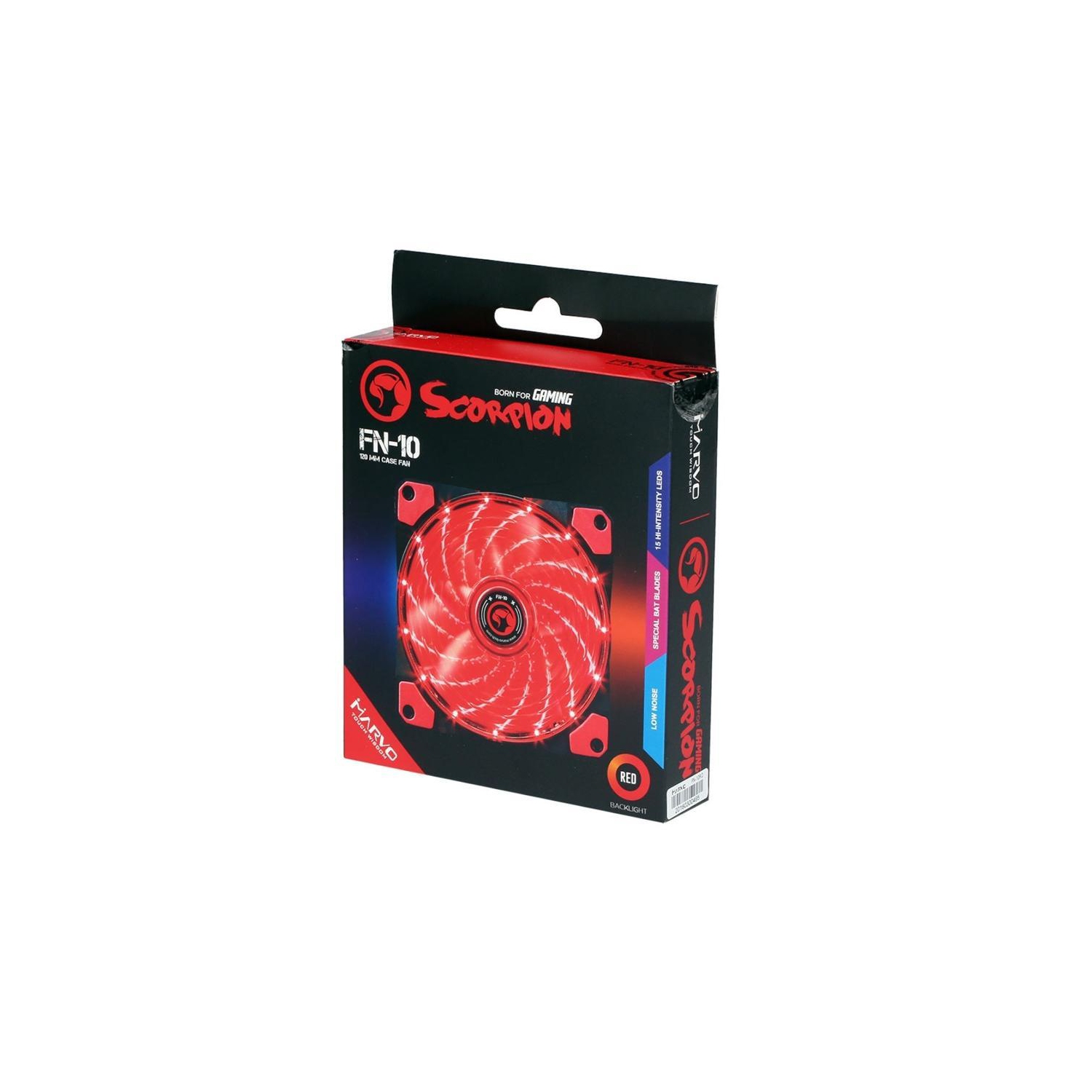 Marvo Pro - Ventilateur pour Ordinateur de Bureau, 120mm, 9 Lames et 15 LED, Rouge