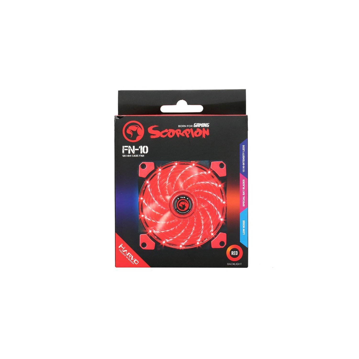 Marvo Pro - Ventilateur pour Ordinateur de Bureau, 120mm, 9 Lames et 15 LED, Rouge