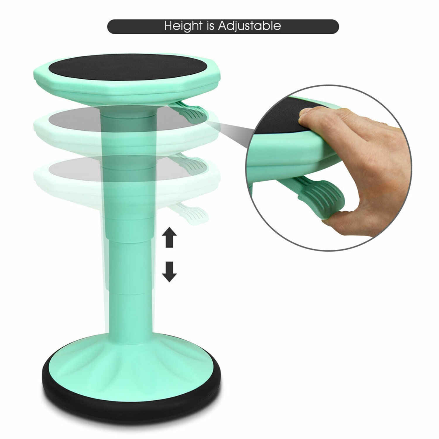 Chaise oscillante ergonomique à hauteur réglable pour enfants avec tabouret actif de Costway