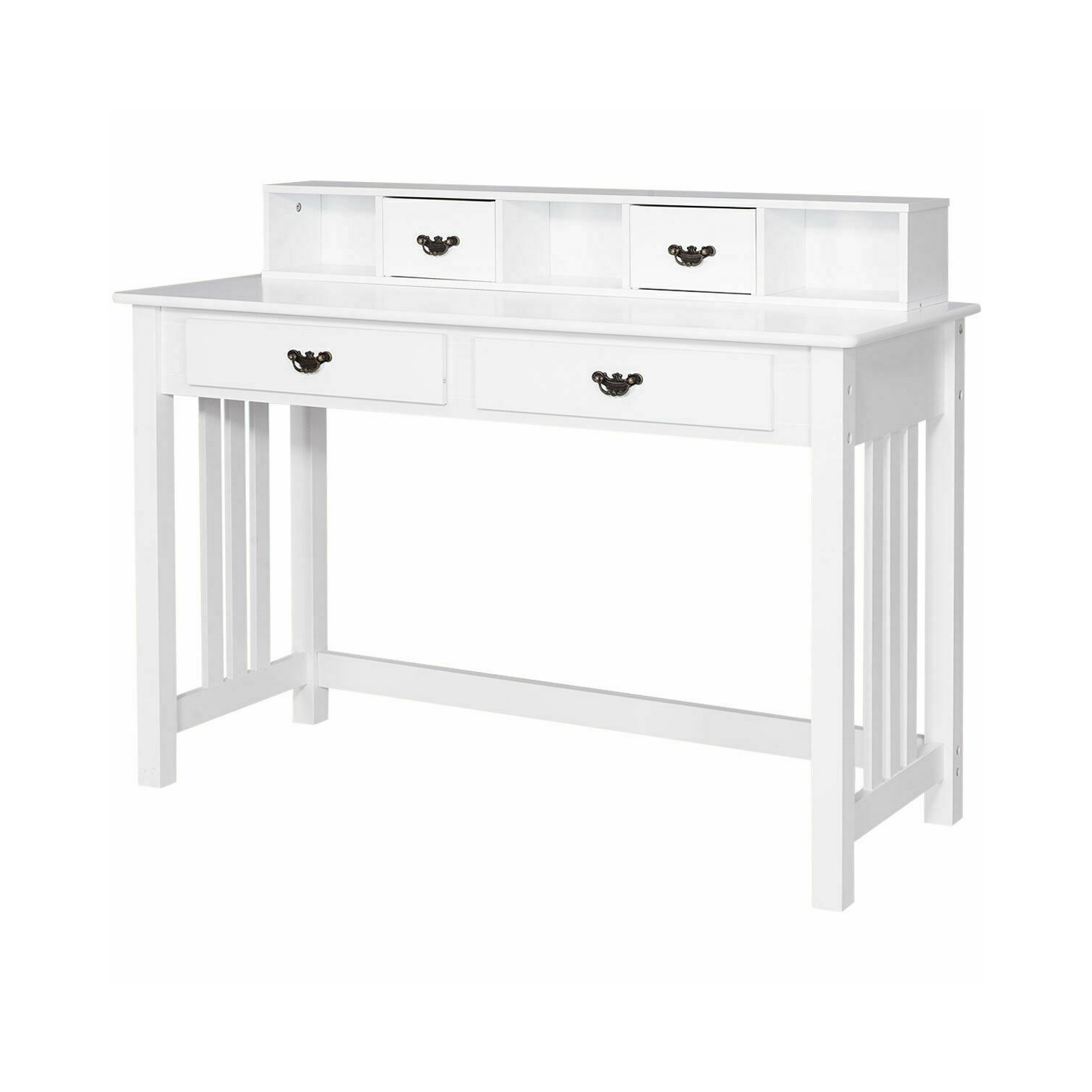 Costway Writing Desk Mission White Home Office Computer Desk 4 Drawer White