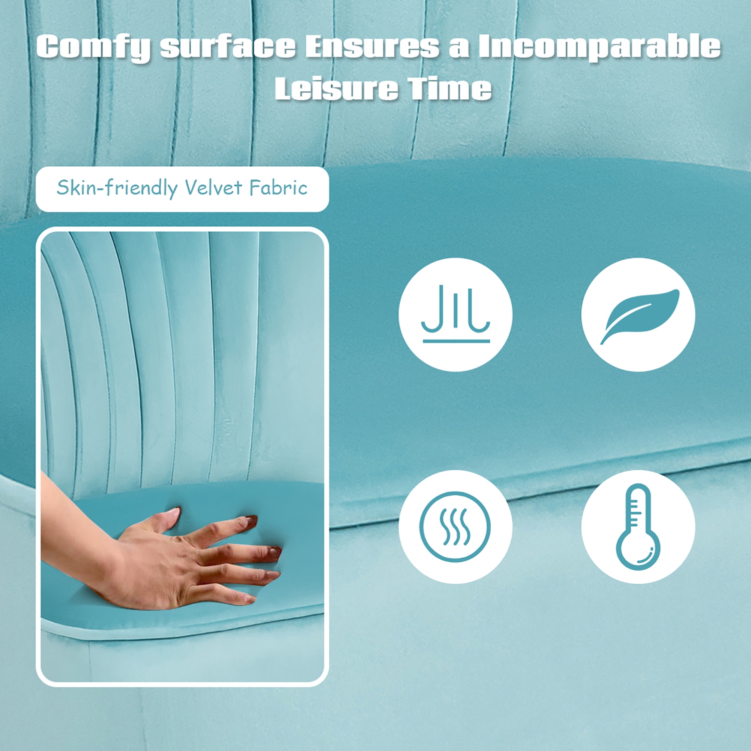 Costway Leisure Chair and Ottoman Thick Padded Velvet Tufted Sofa Set w/ Wood Legs