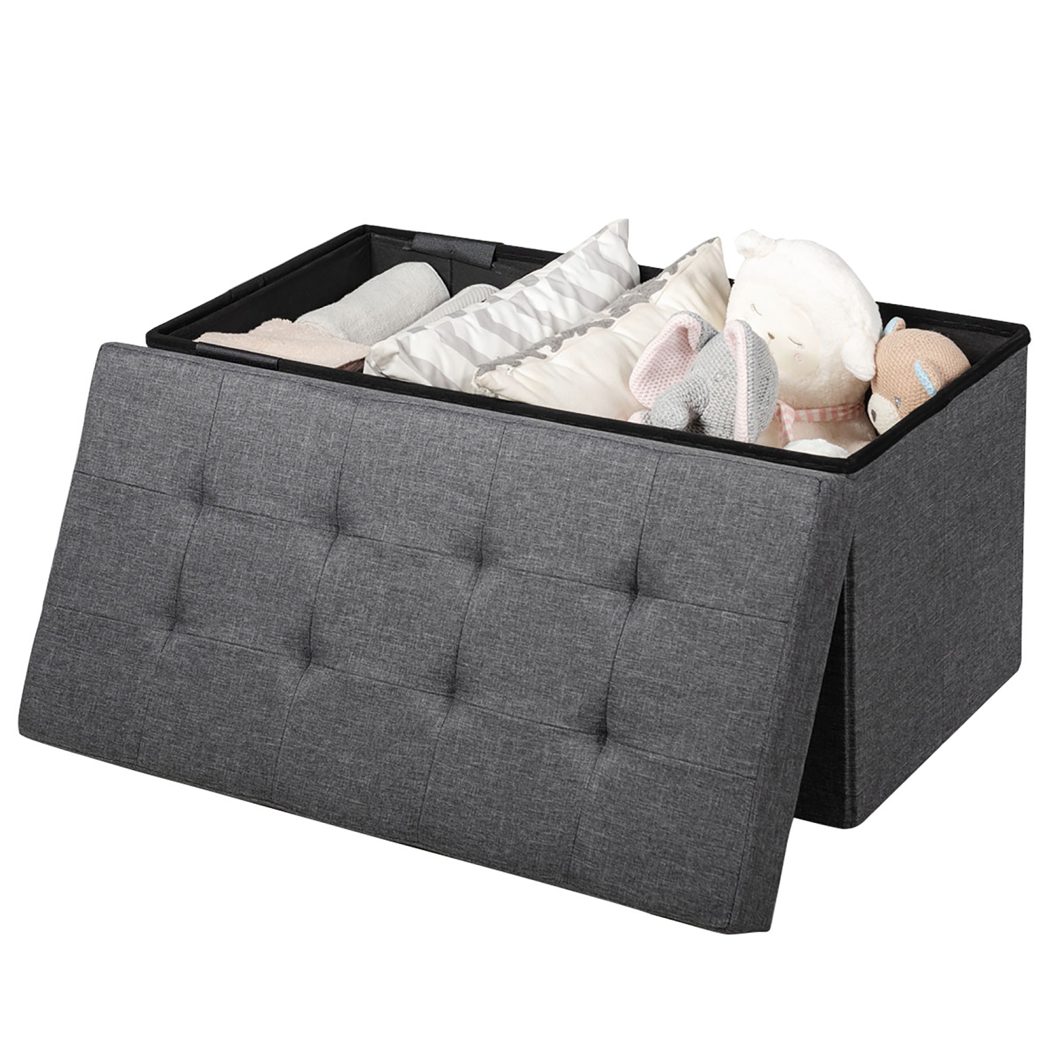 Costway 31.5''Fabric Foldable Storage Ottoman Toy Chest W/Removable Storage Bin